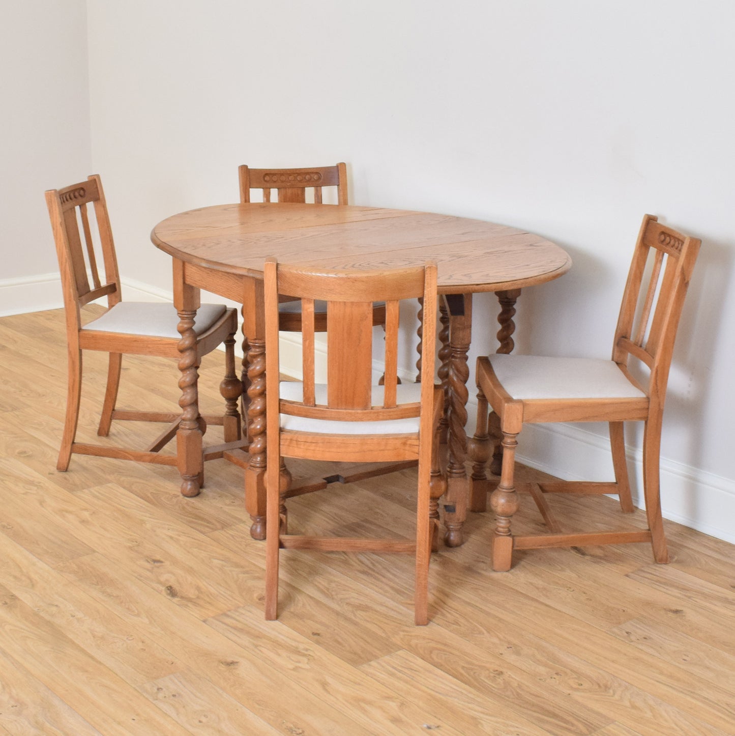 Restored Draw Leaf Table and Four Chairs