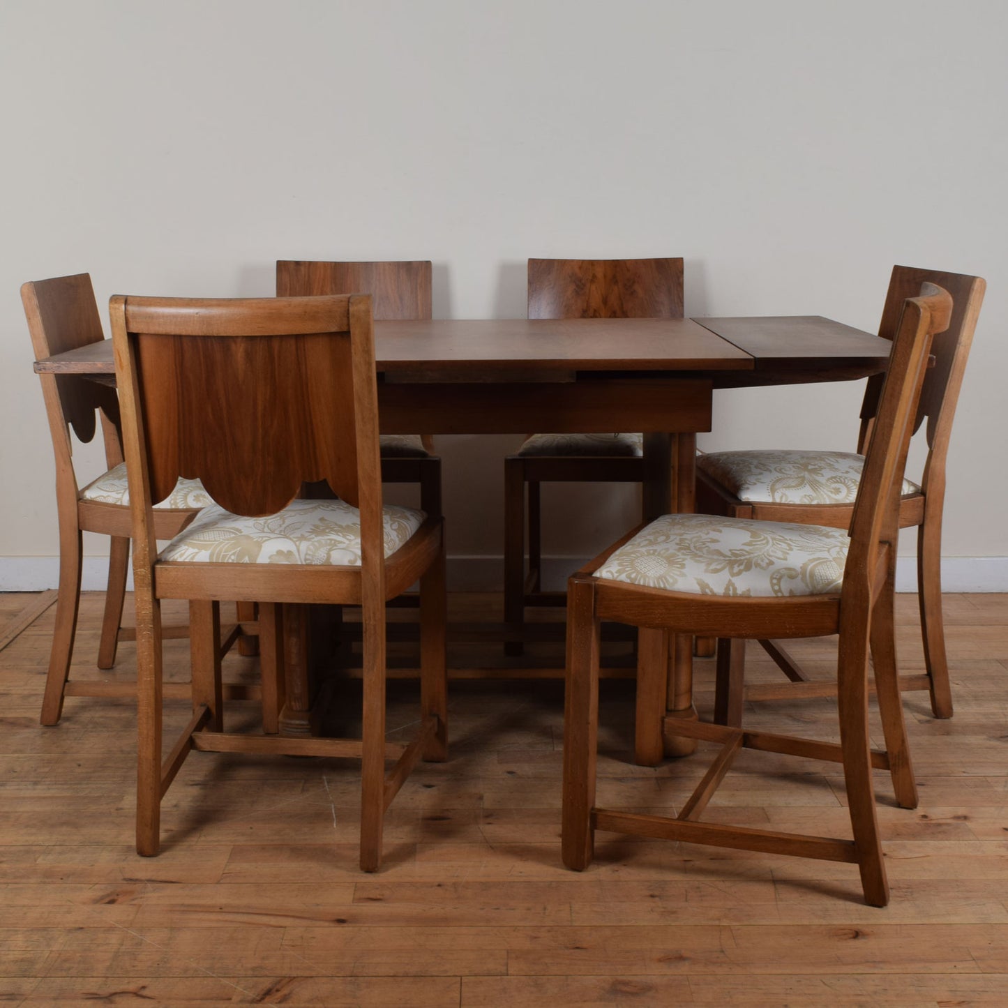 Walnut Draw-Leaf Table and Six