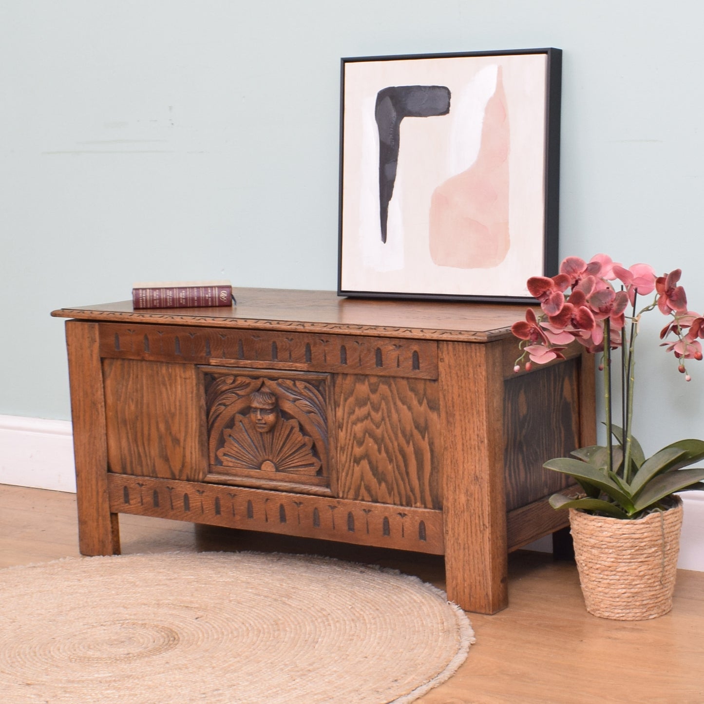 Carved Oak Blanket Box