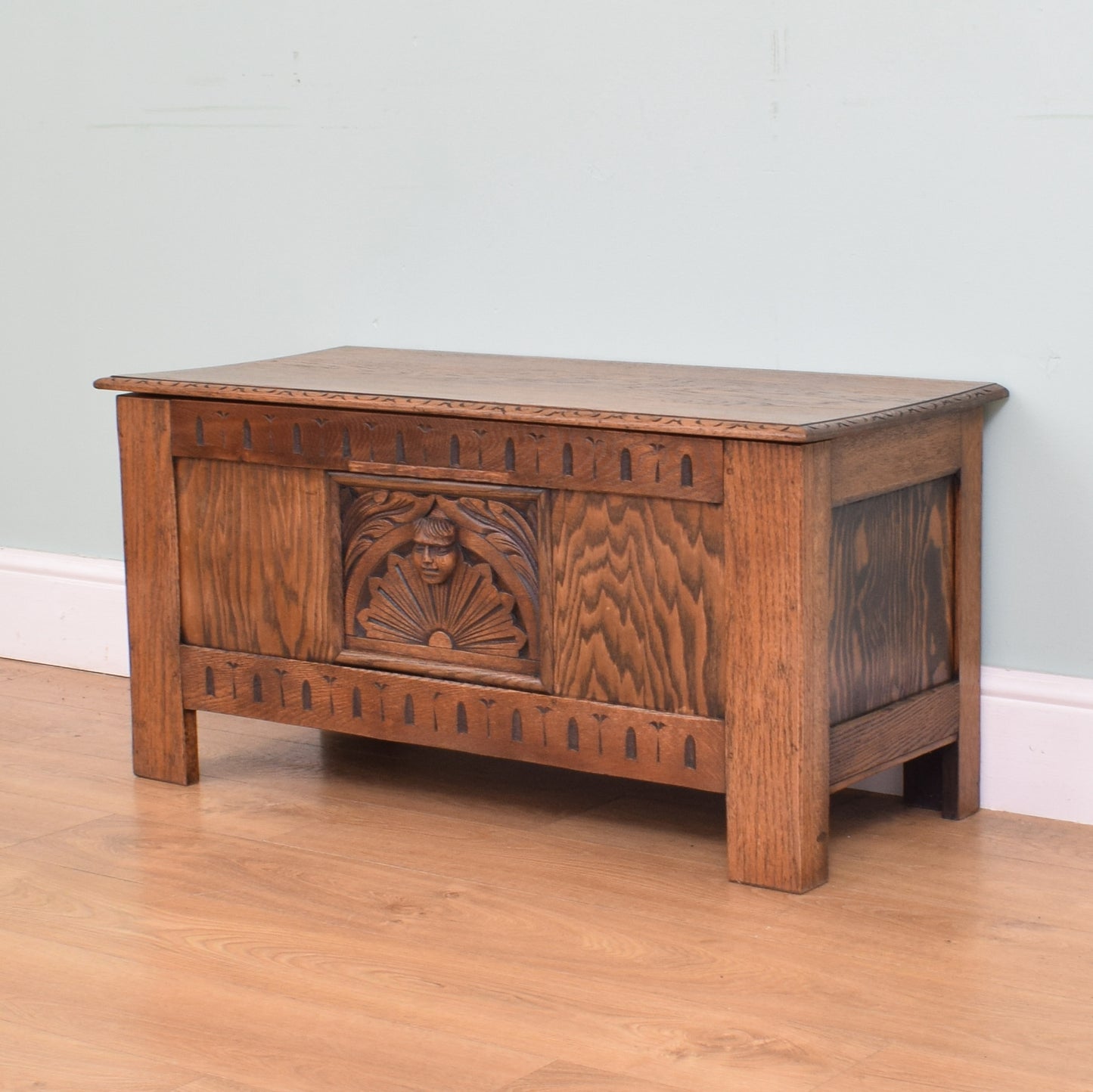 Carved Oak Blanket Box