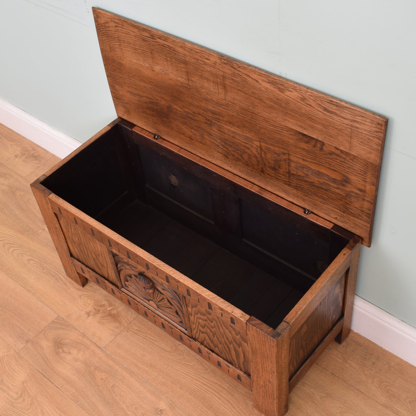 Carved Oak Blanket Box
