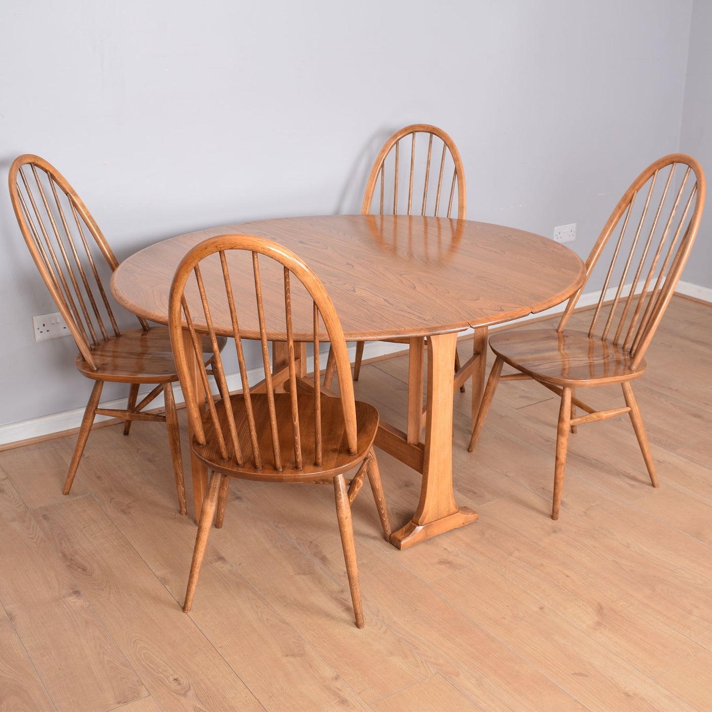 Restored Ercol Dining Table with Four Chairs