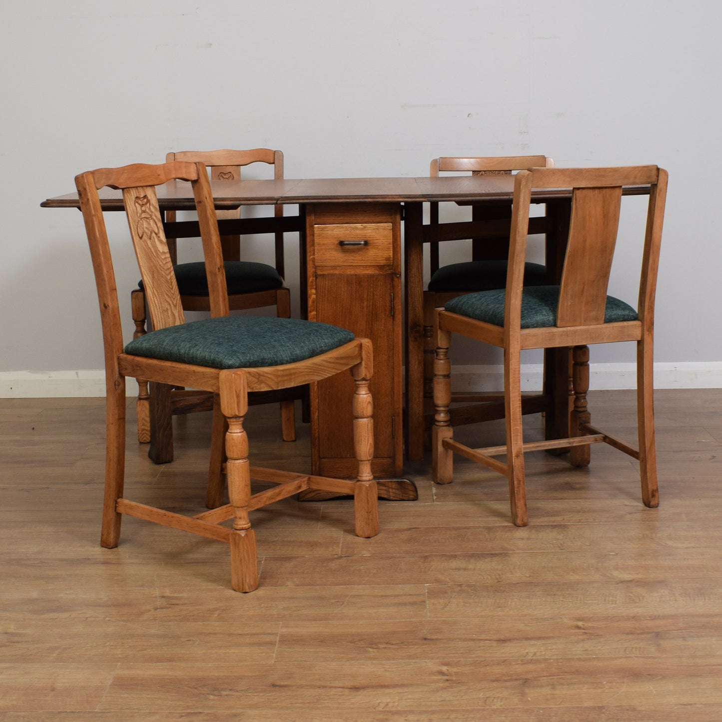 Oak Drop-Leaf Table & Four Chairs