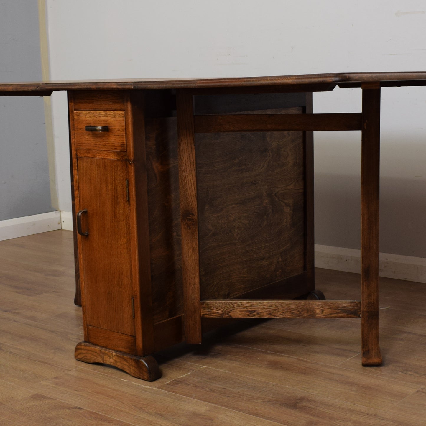 Oak Drop-Leaf Table & Four Chairs
