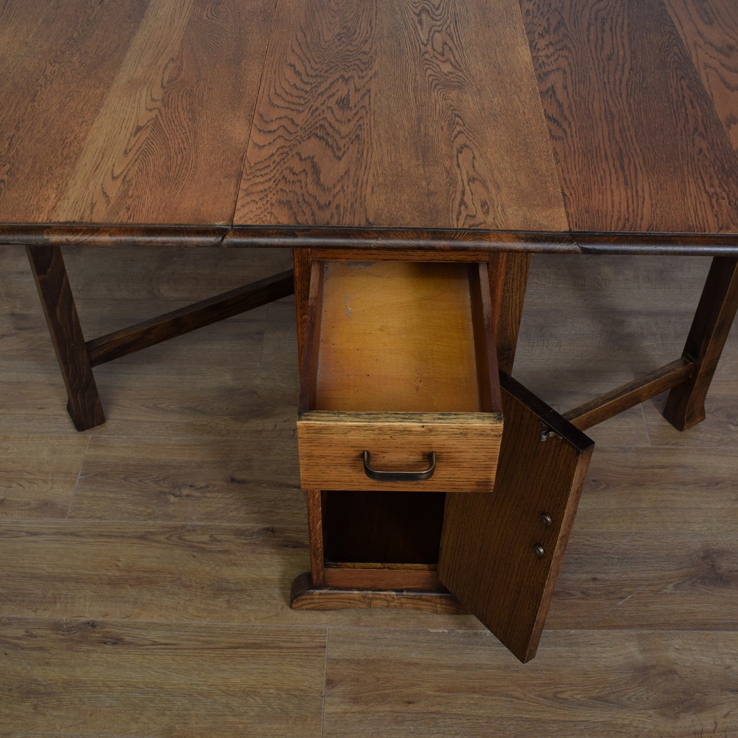 Oak Drop-Leaf Table & Four Chairs