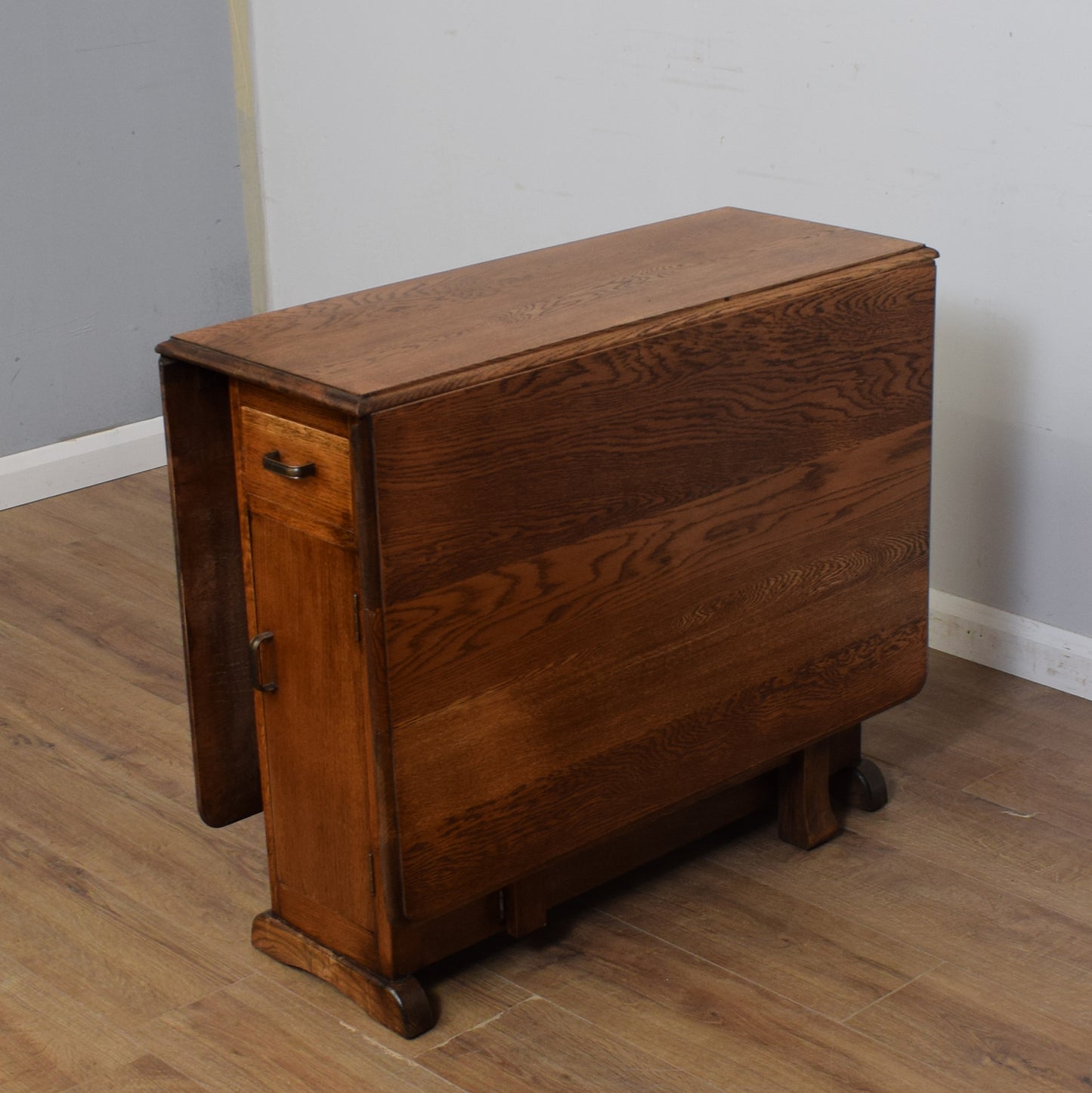 Oak Drop-Leaf Table & Four Chairs
