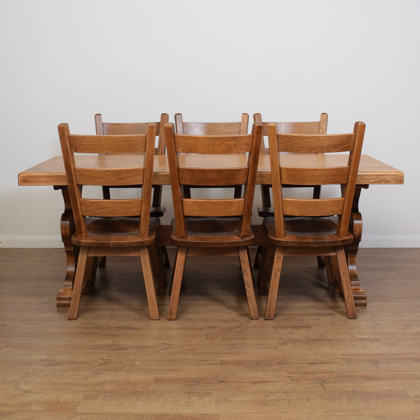 Solid Oak Dining Table And Six Chairs
