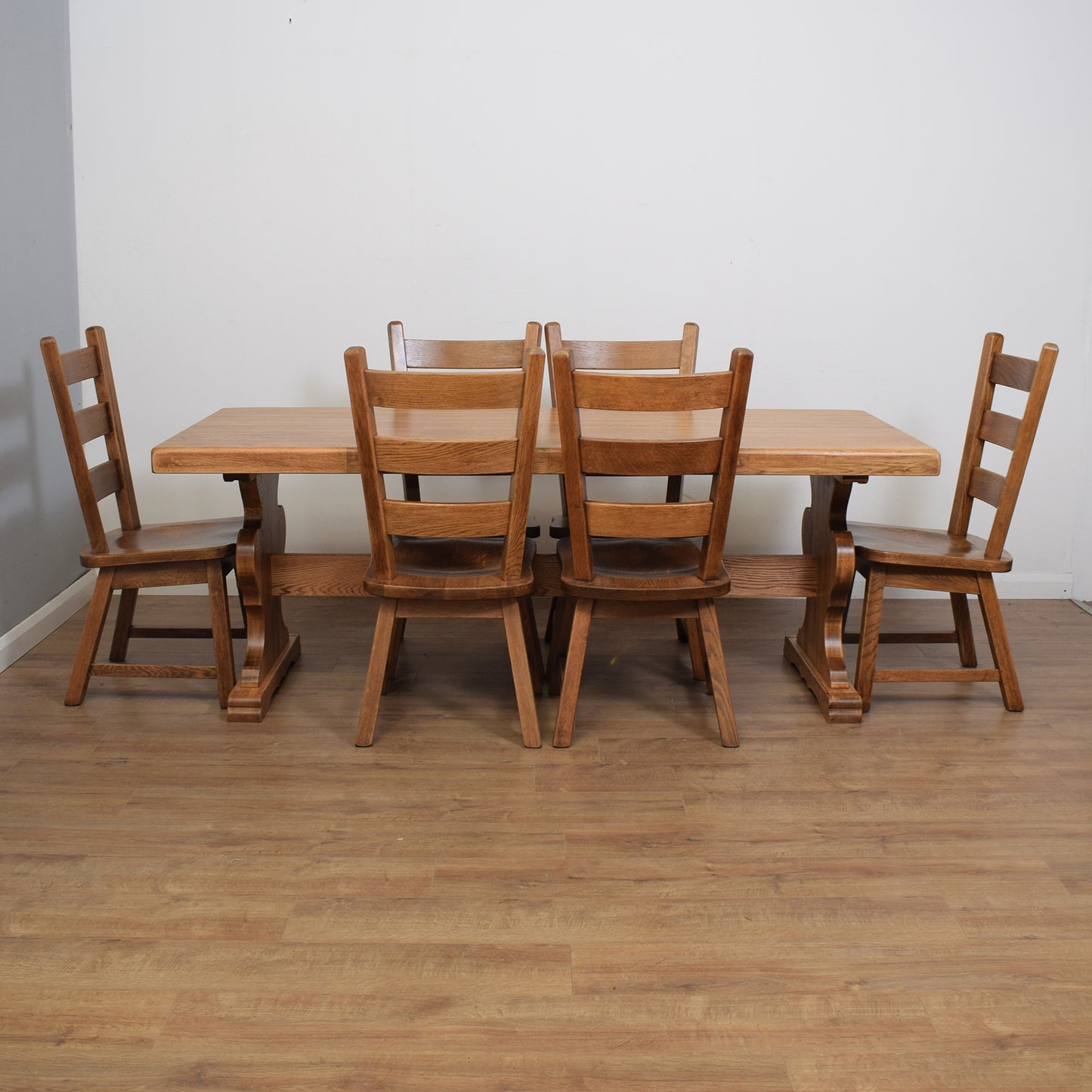 Solid Oak Dining Table And Six Chairs