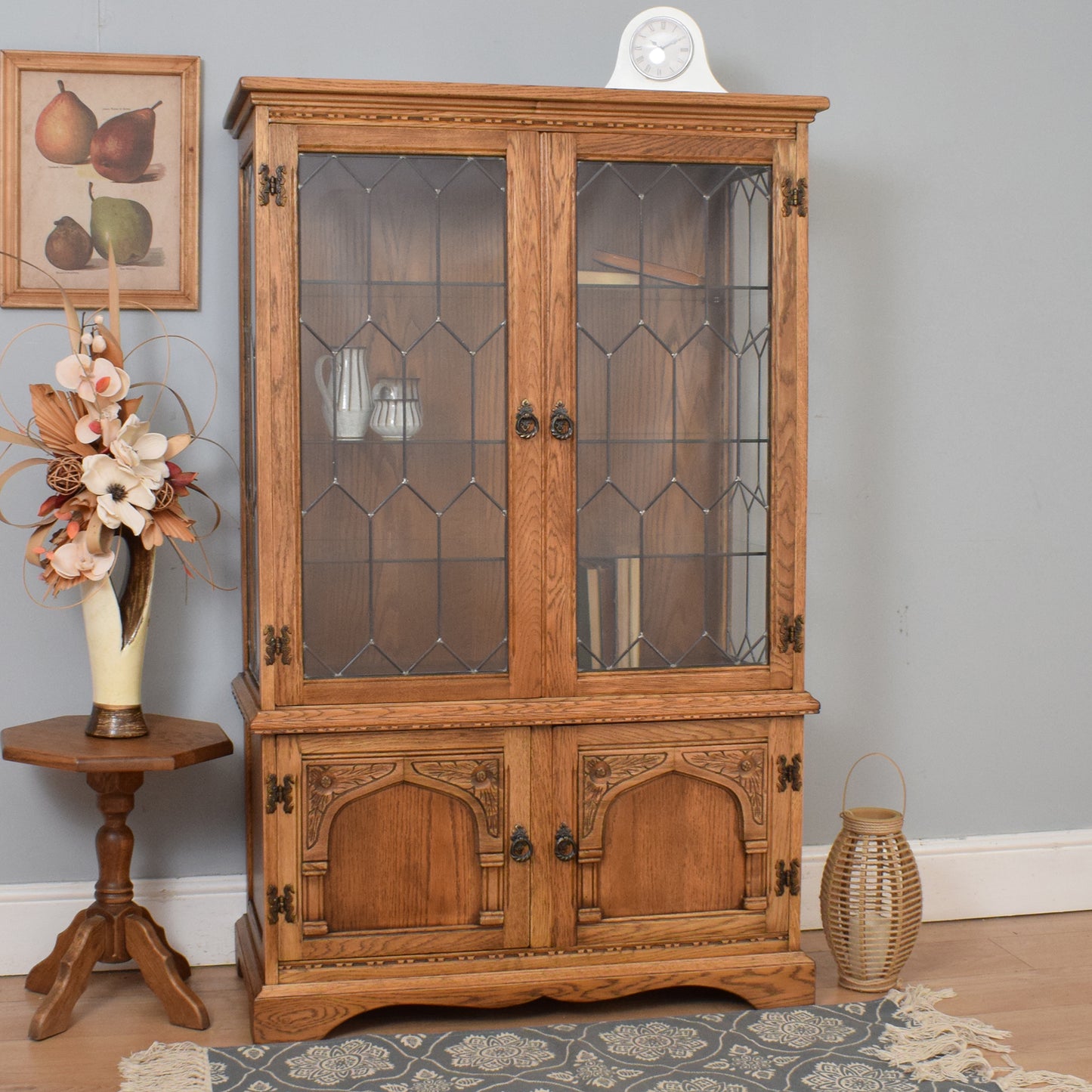 Restored Oak Glazed Bookcase
