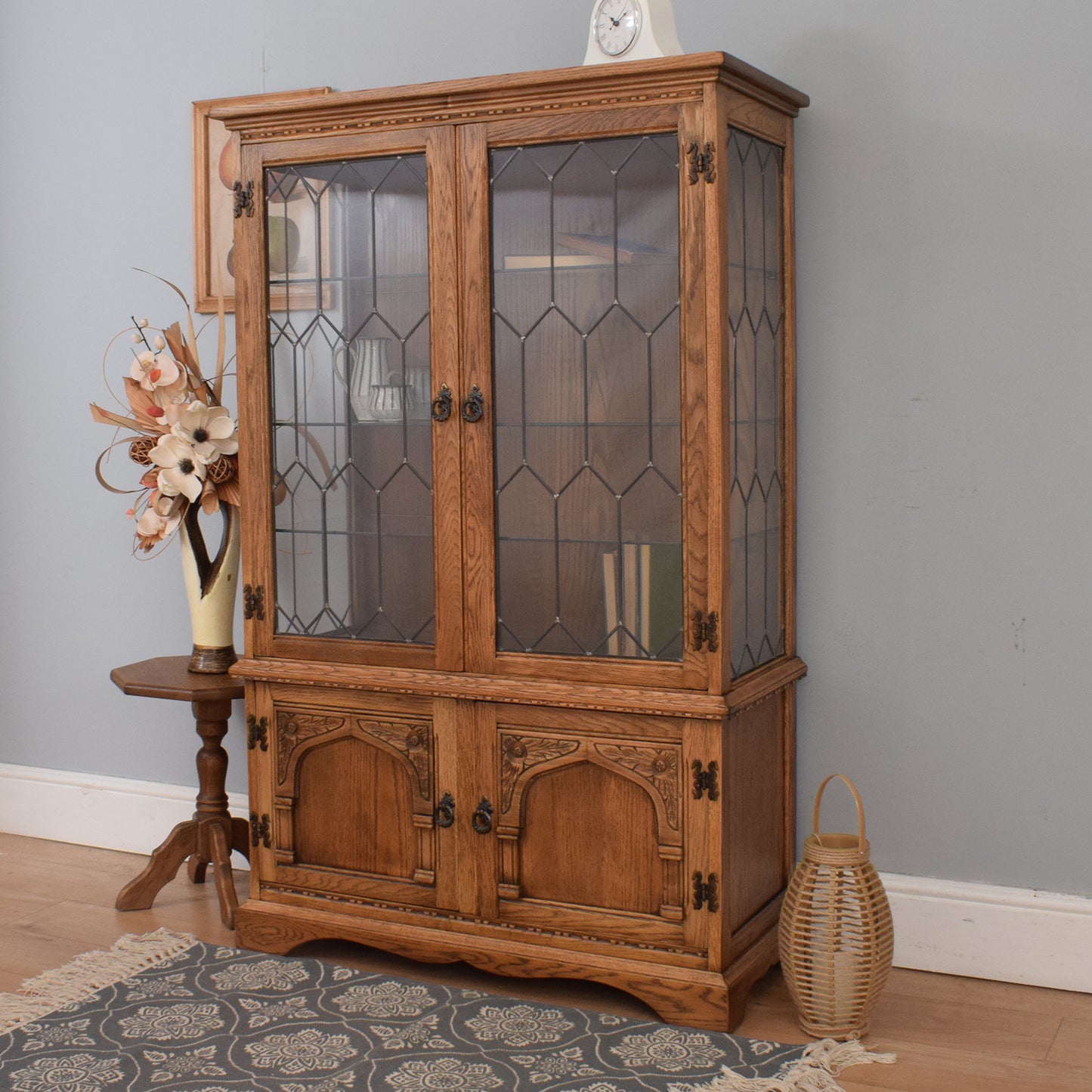 Restored Oak Glazed Bookcase