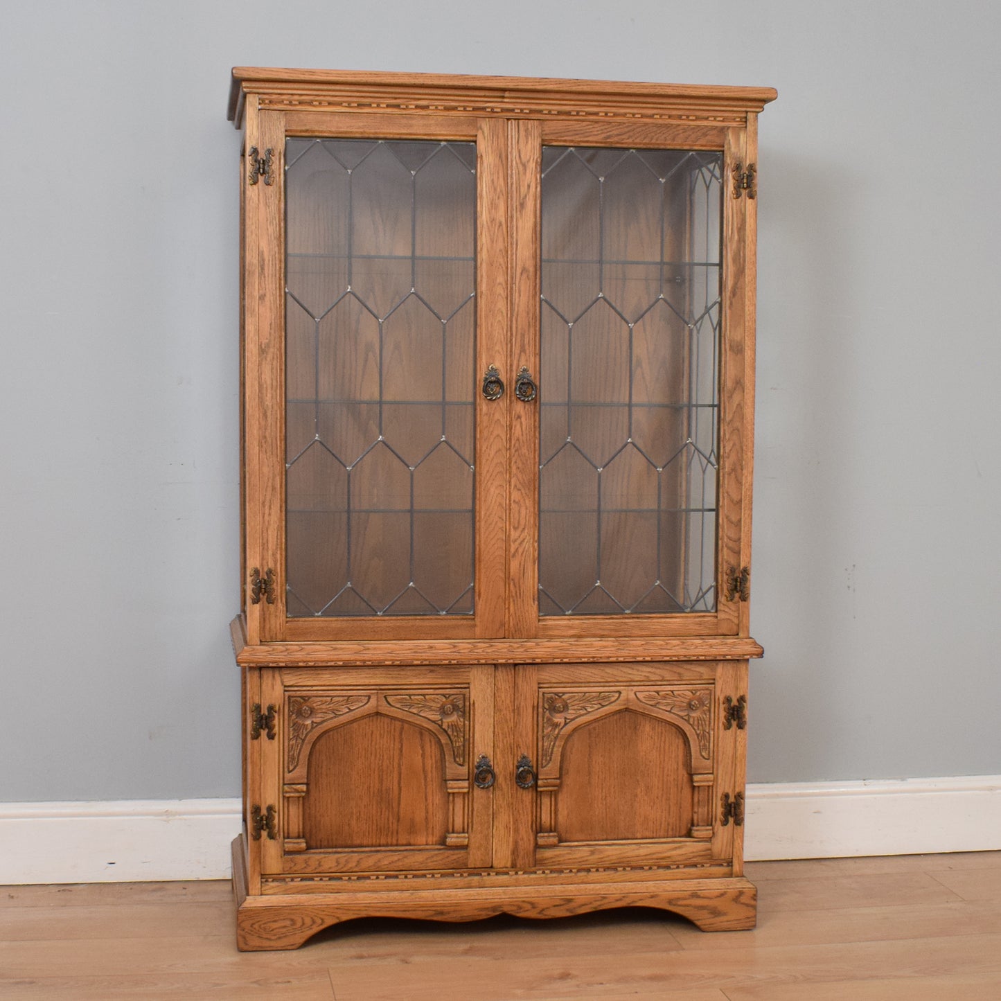 Restored Oak Glazed Bookcase