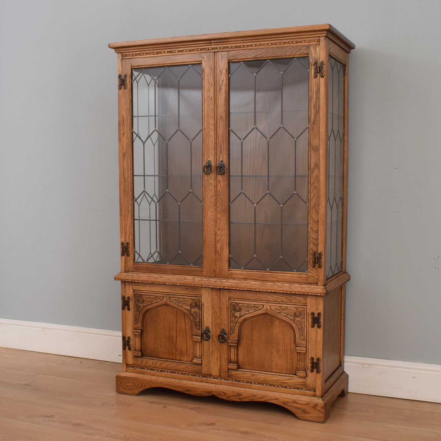 Restored Oak Glazed Bookcase