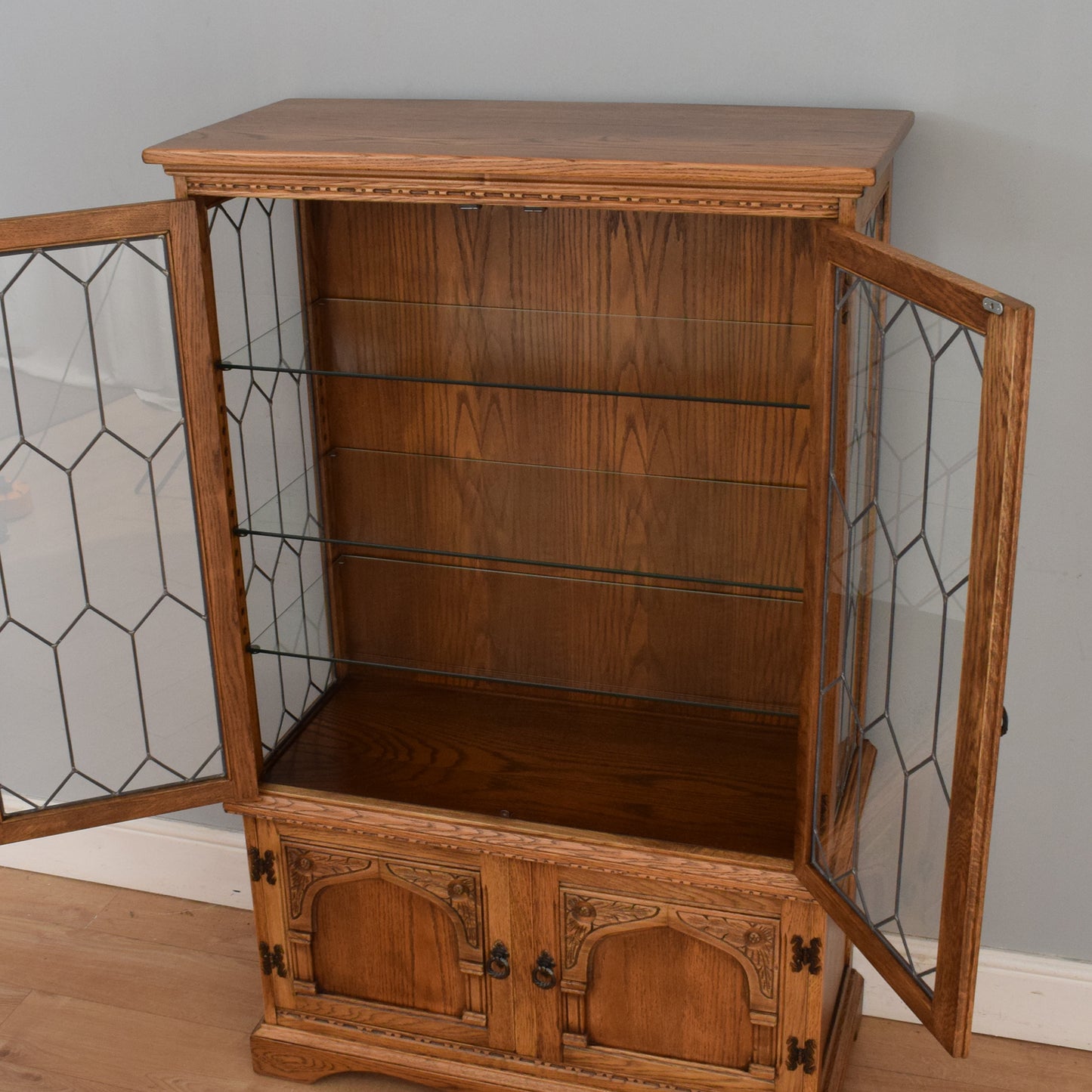 Restored Oak Glazed Bookcase