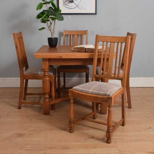 Oak Draw-Leaf Table and Four