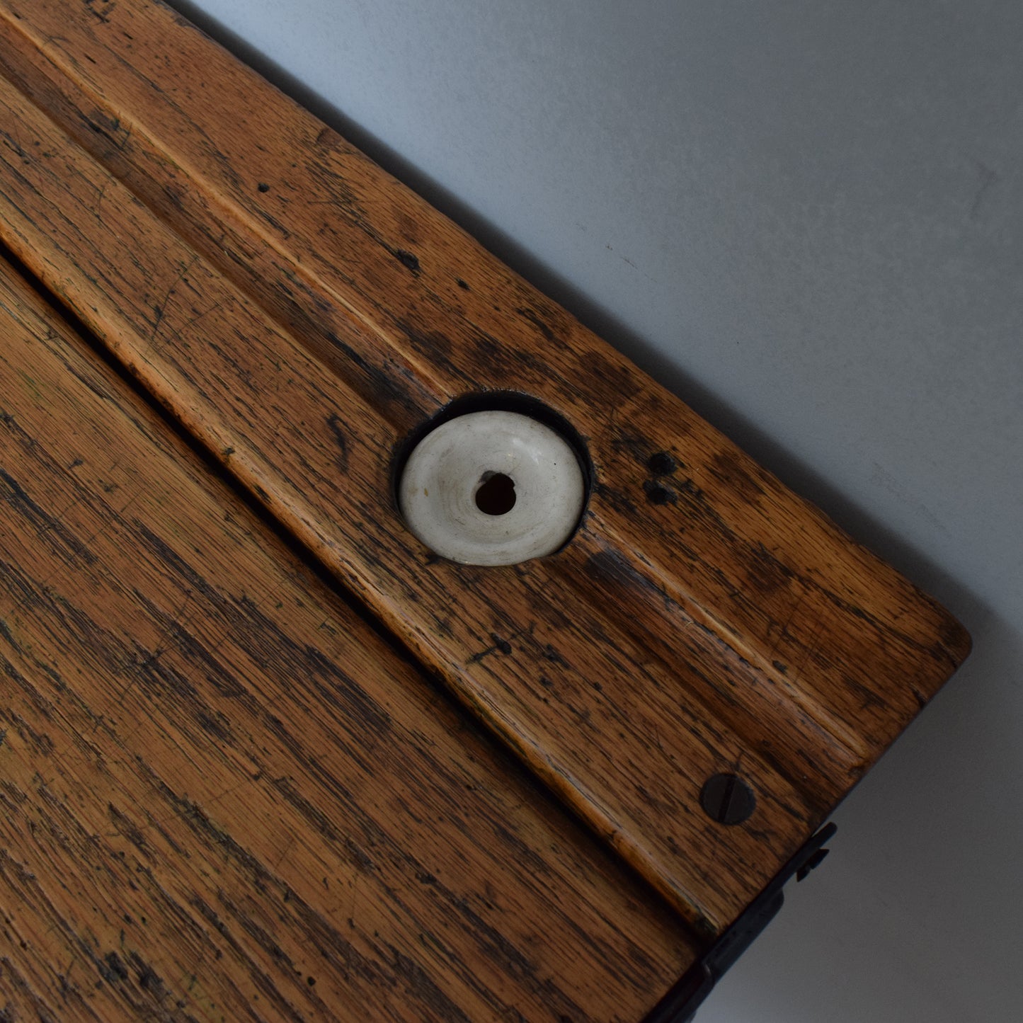 Vintage Oak/Metal School Desk
