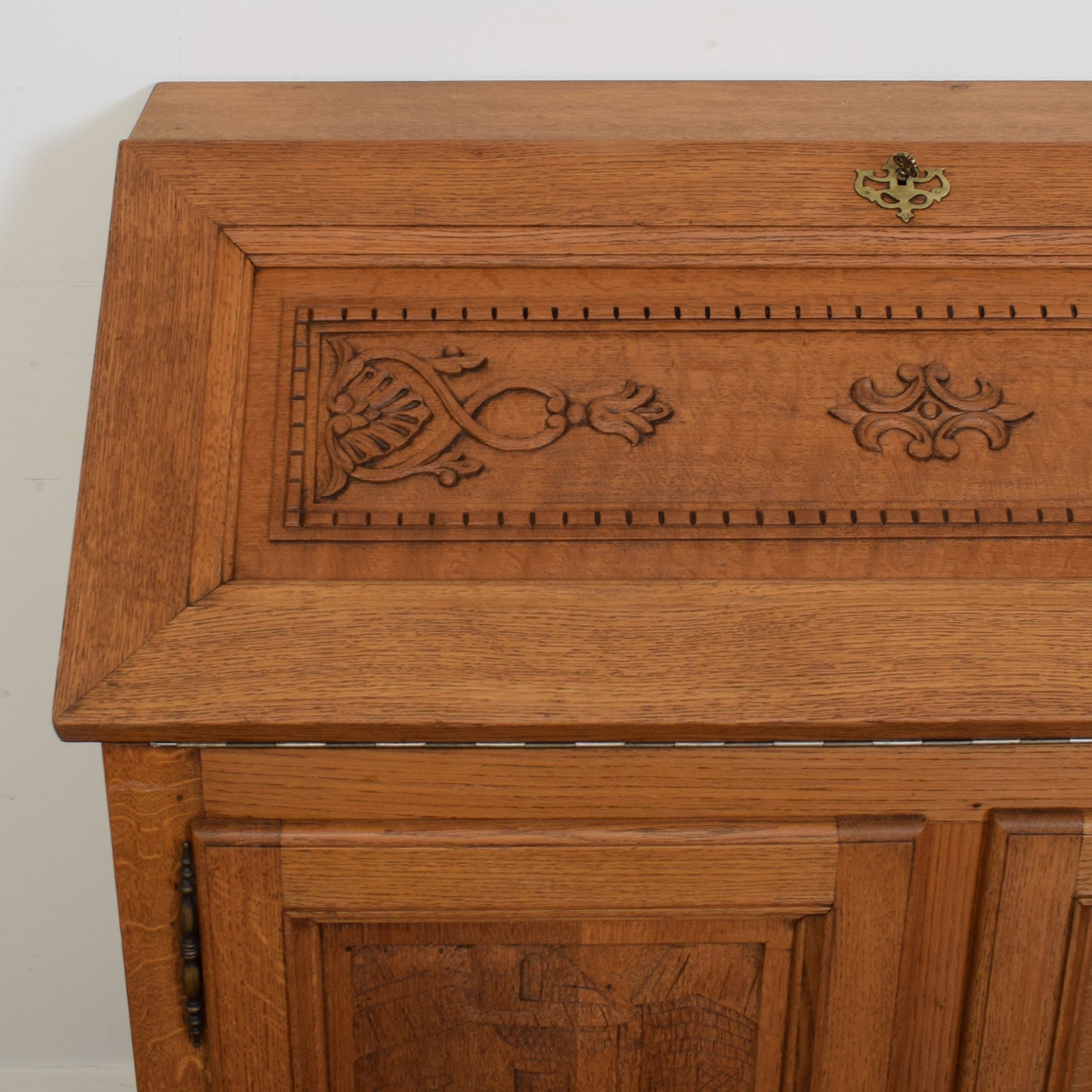 Restored Large Carved Oak Bureau