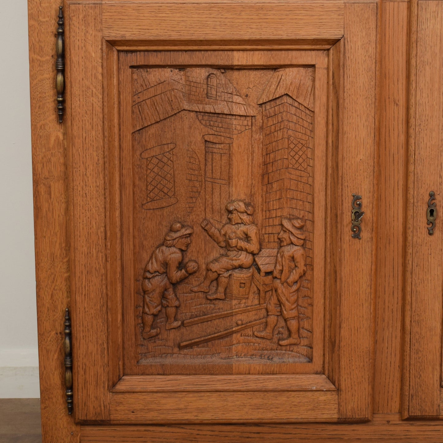 Restored Large Carved Oak Bureau