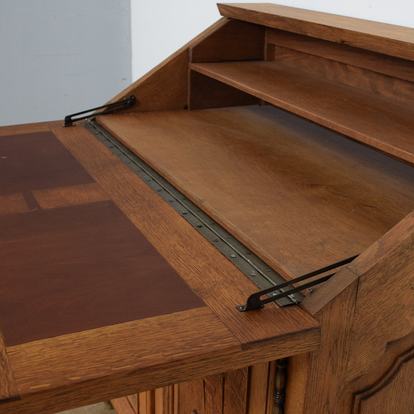 Restored Large Carved Oak Bureau