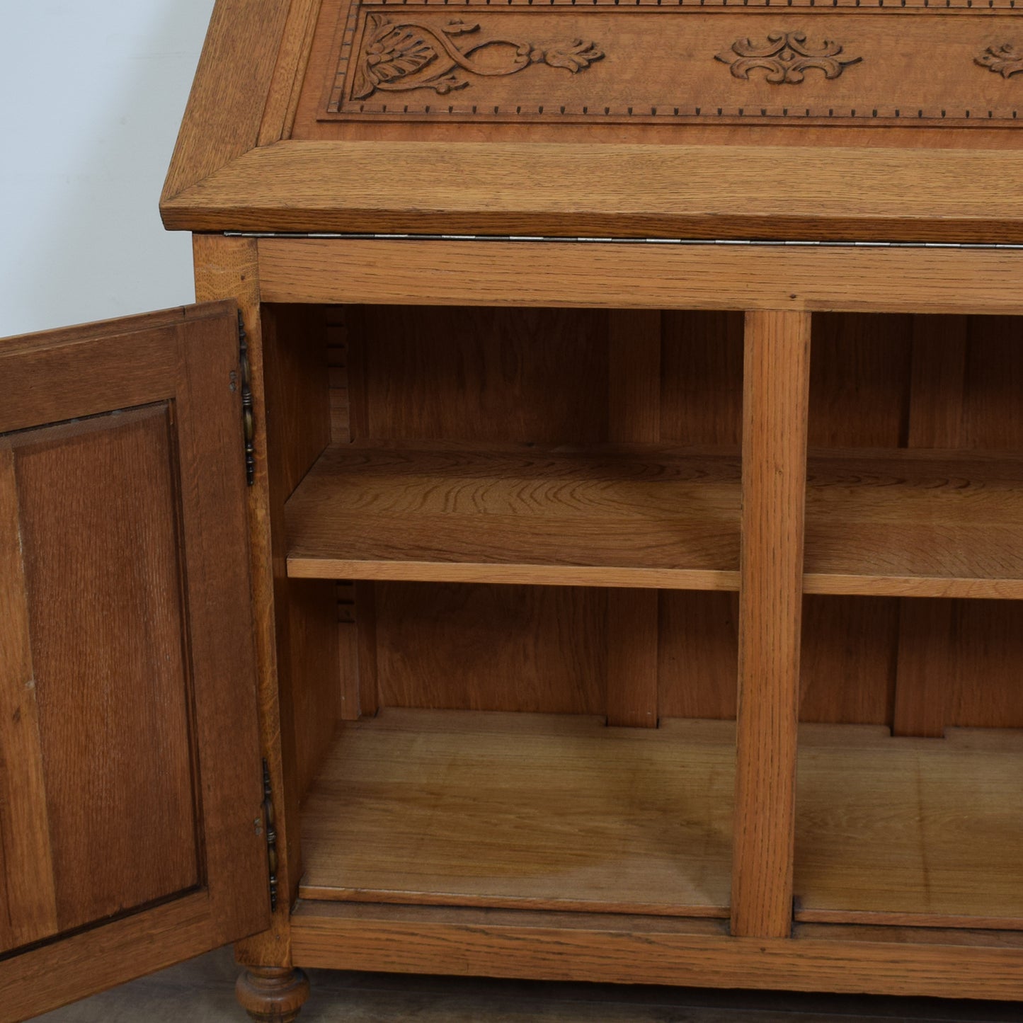 Restored Large Carved Oak Bureau