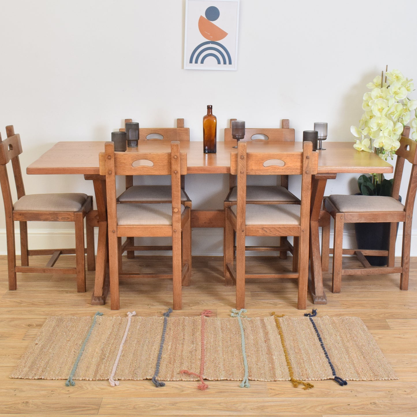 Restored Oak Table and Six Chairs