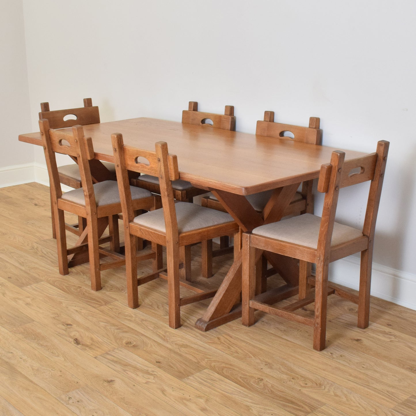Restored Oak Table and Six Chairs