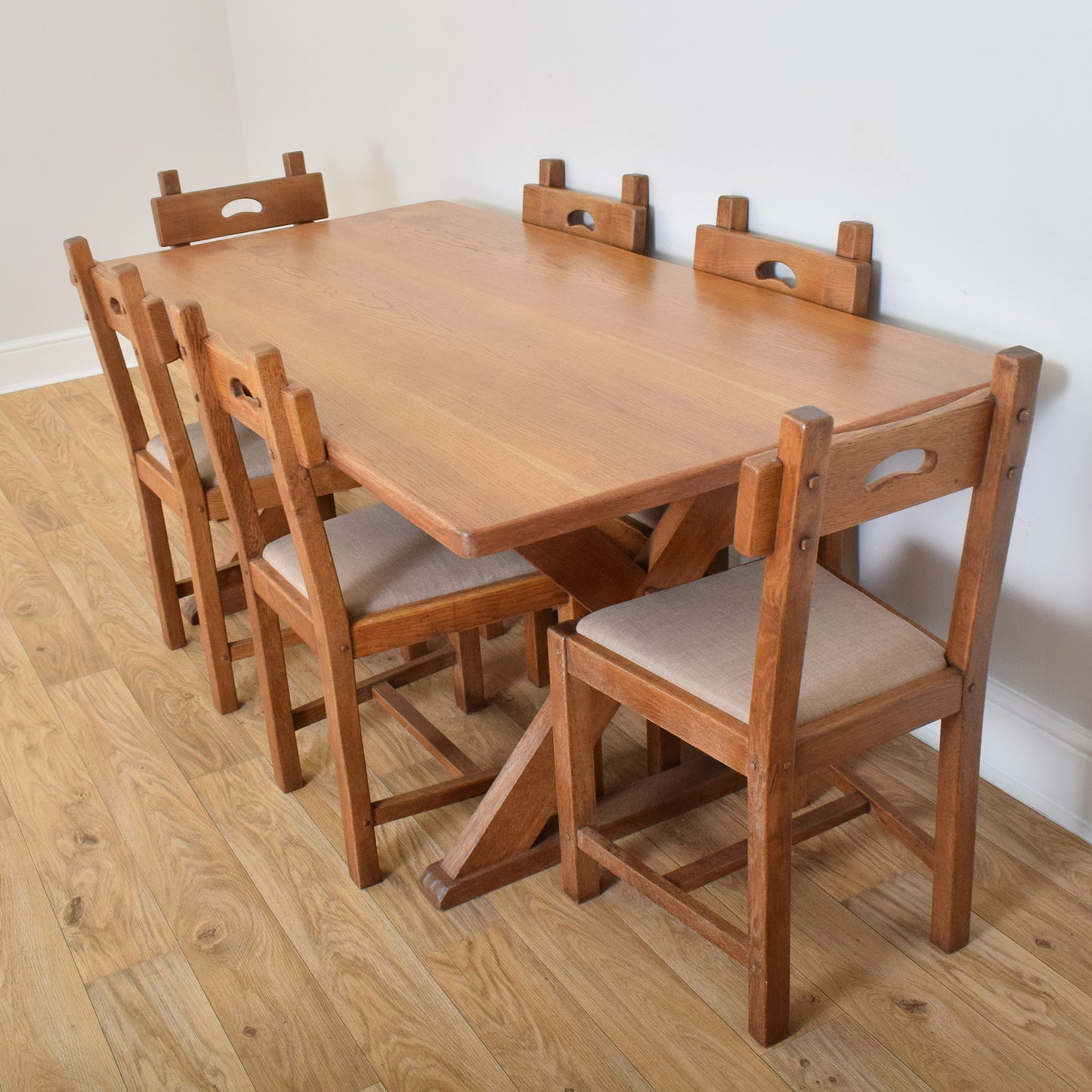 Restored Oak Table and Six Chairs