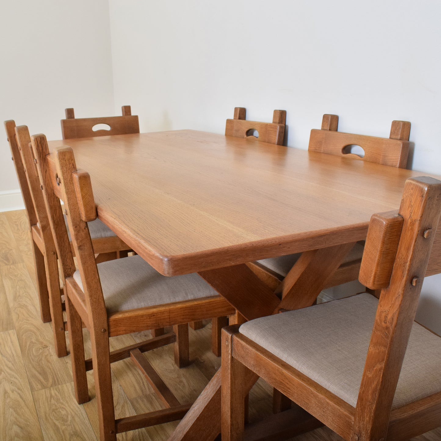 Restored Oak Table and Six Chairs