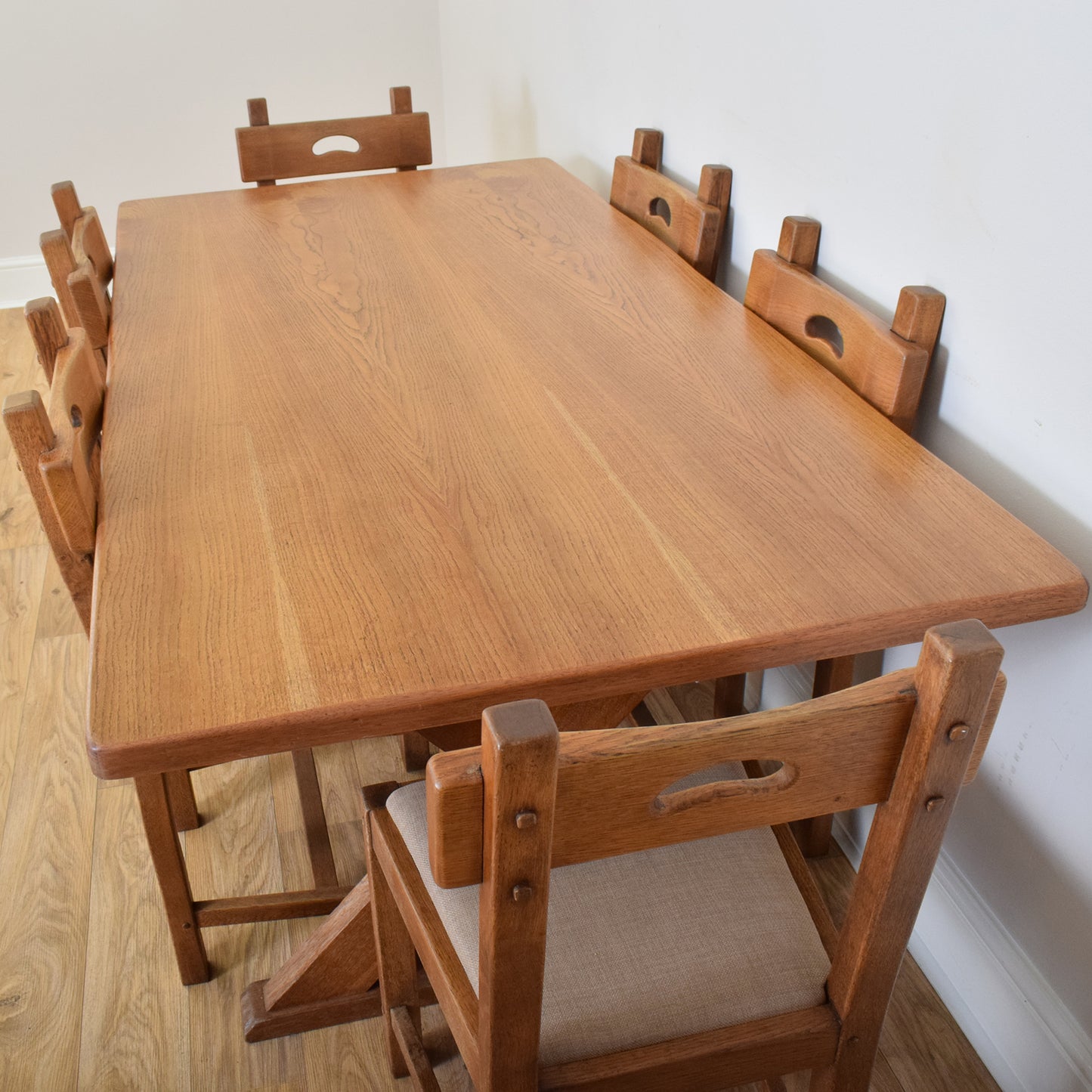Restored Oak Table and Six Chairs
