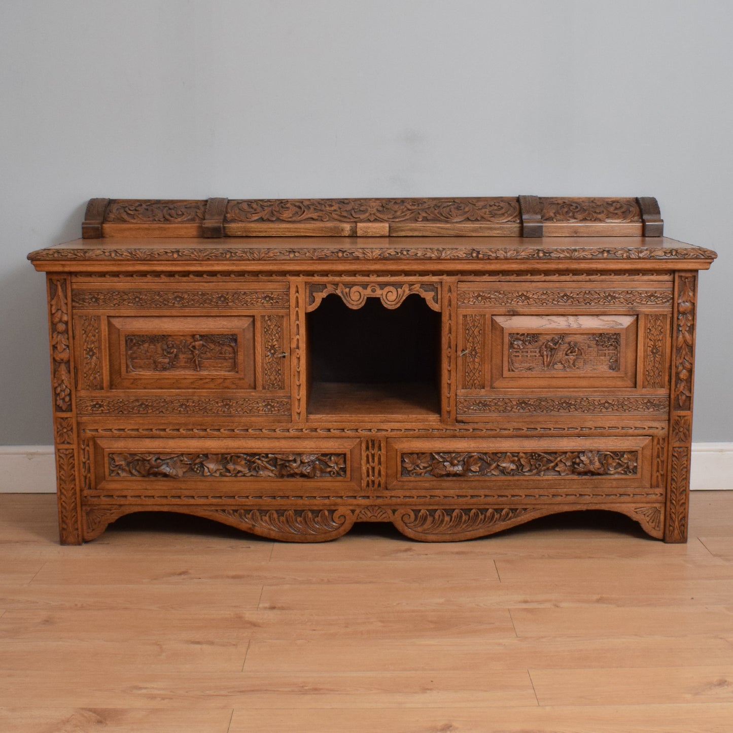 Ornate Carved Oak Sideboard