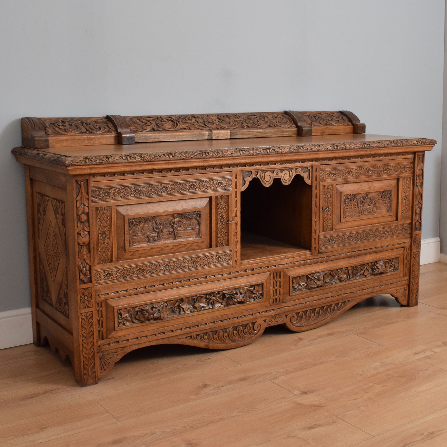 Ornate Carved Oak Sideboard