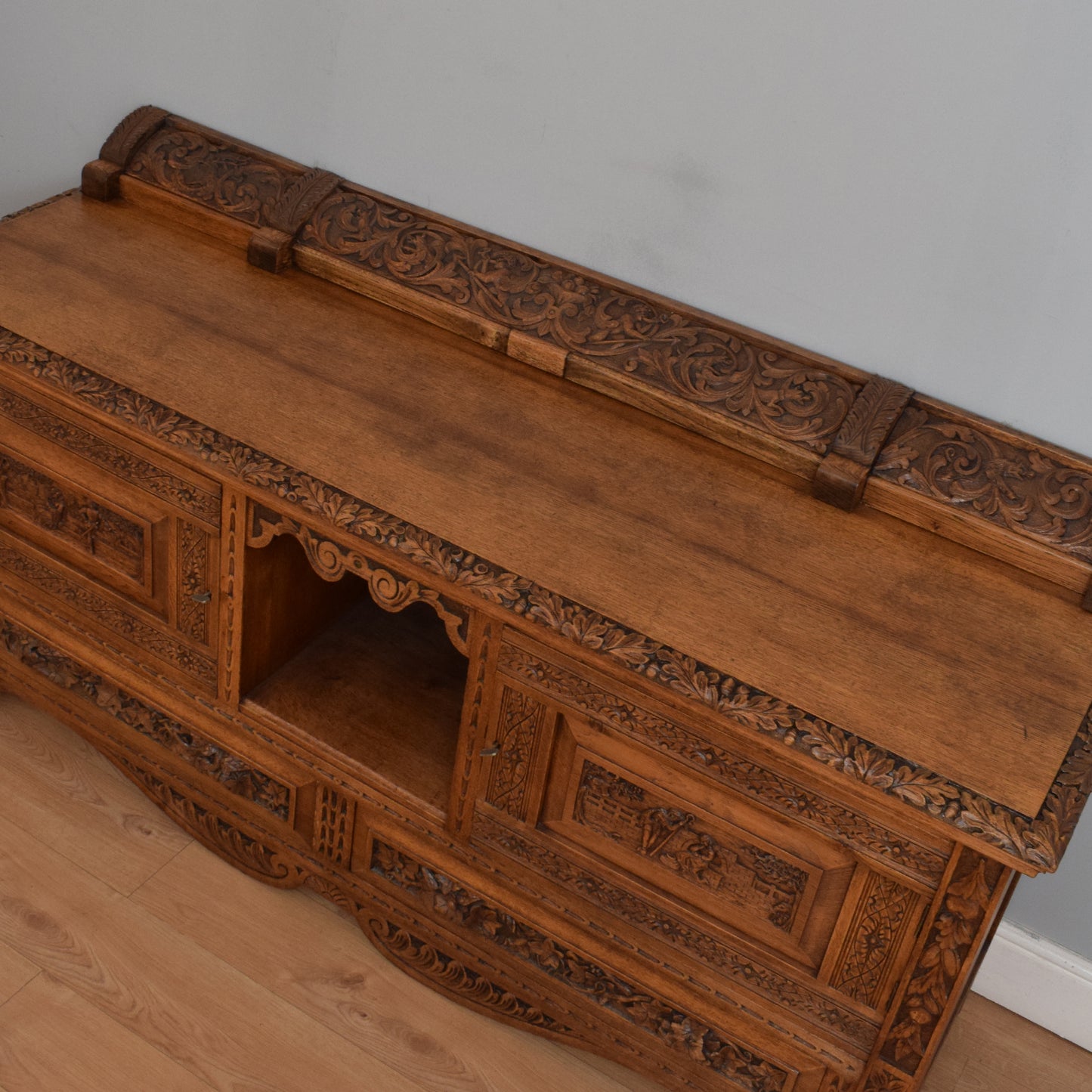 Ornate Carved Oak Sideboard