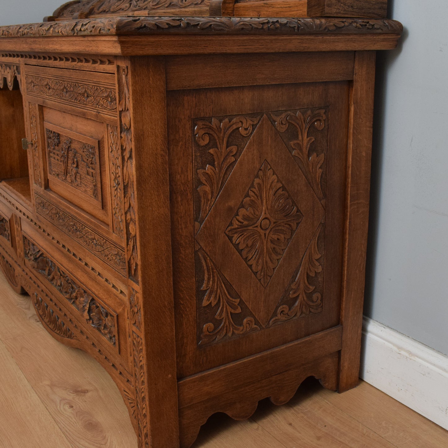 Ornate Carved Oak Sideboard