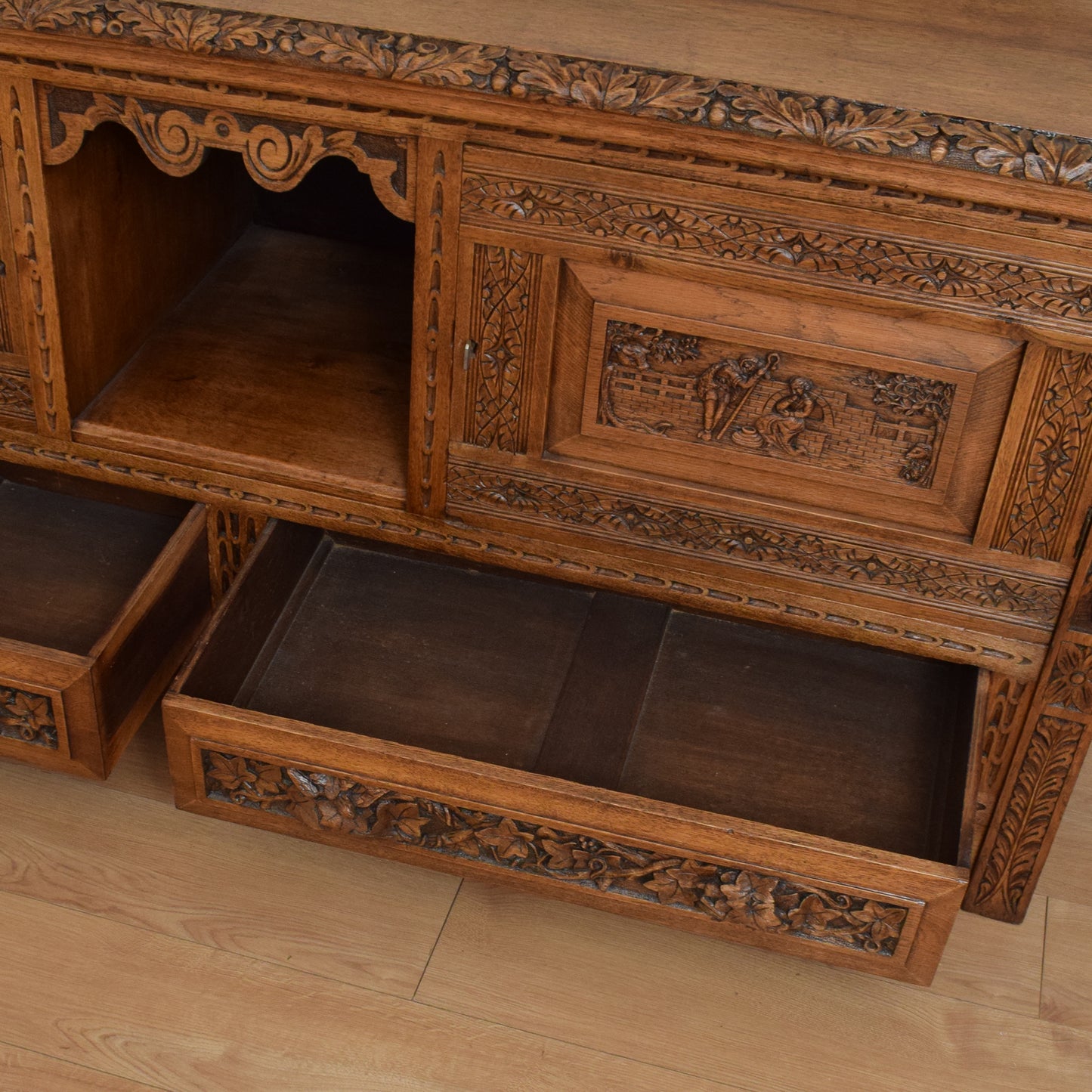 Ornate Carved Oak Sideboard