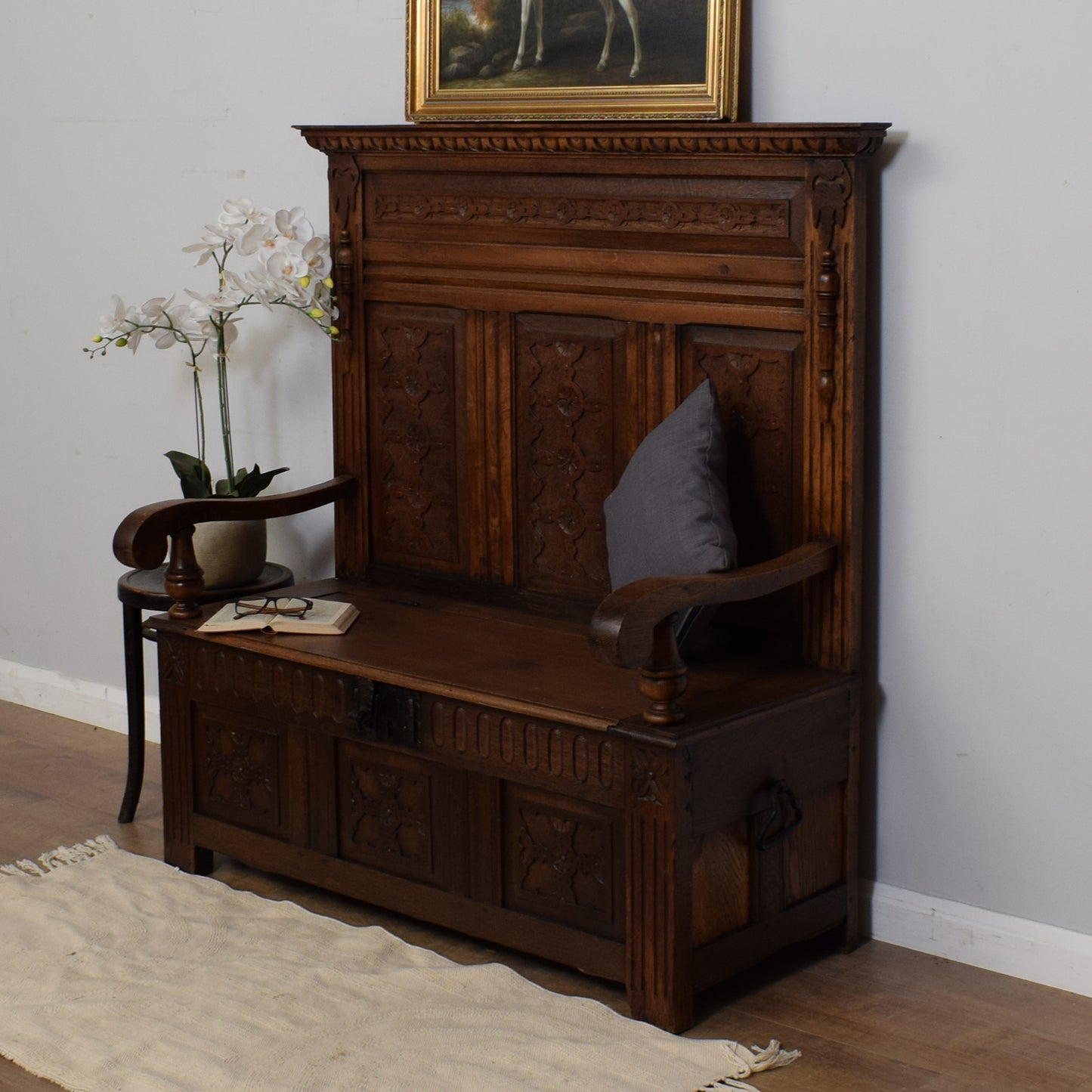 Vintage Oak Settle Bench