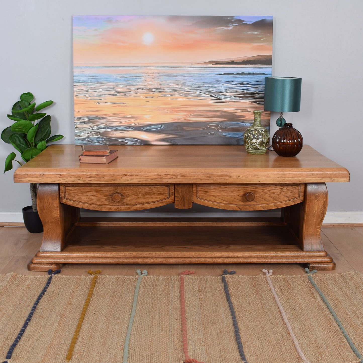 Oak Two-Drawer Coffee Table