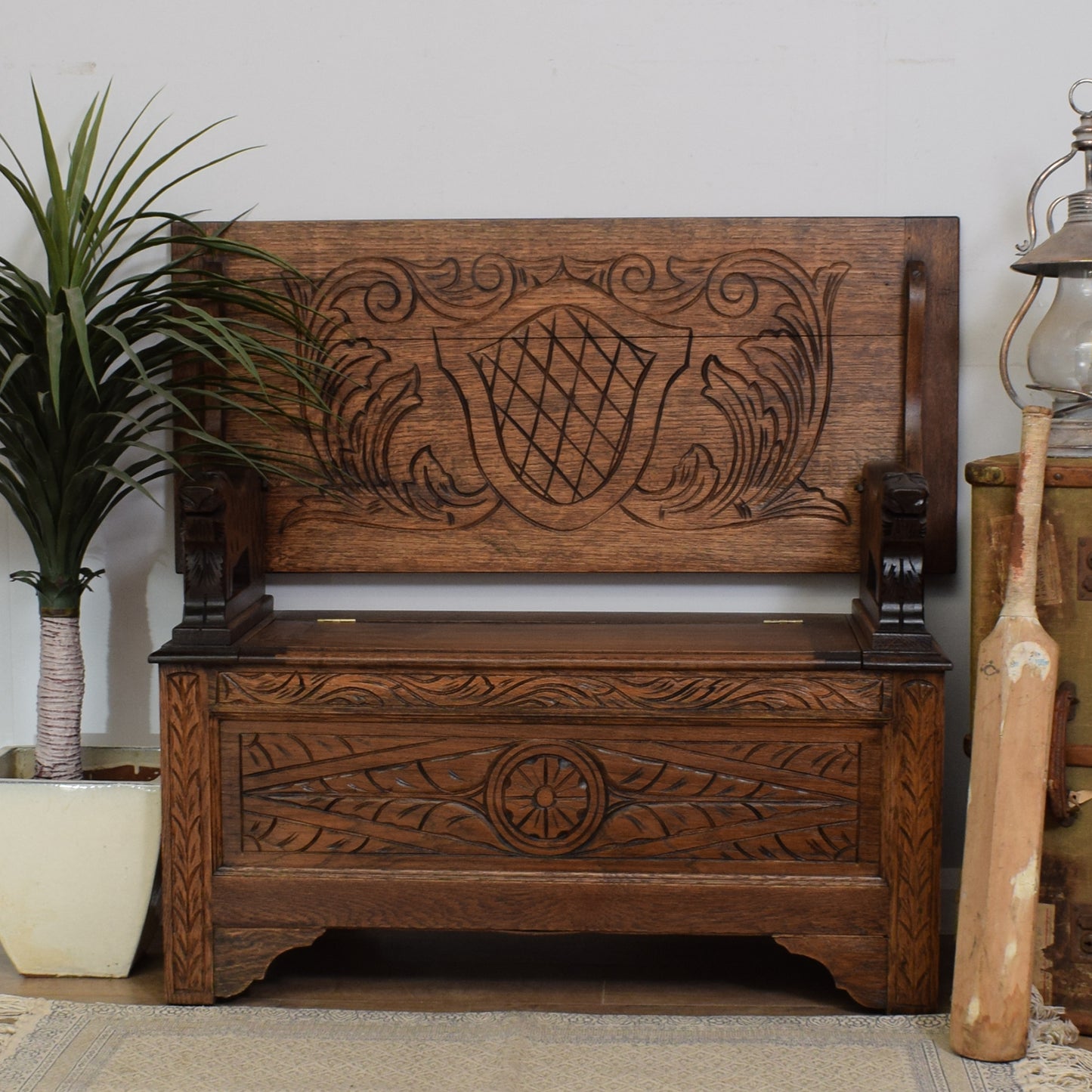 Vintage Oak Monks Bench