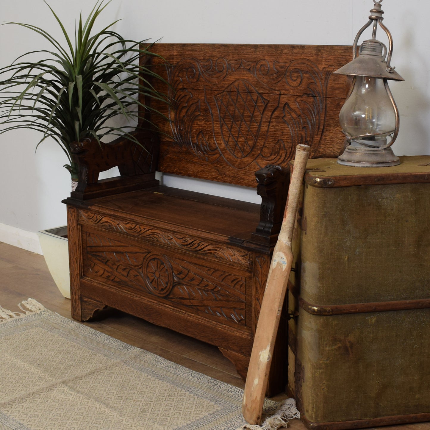 Vintage Oak Monks Bench