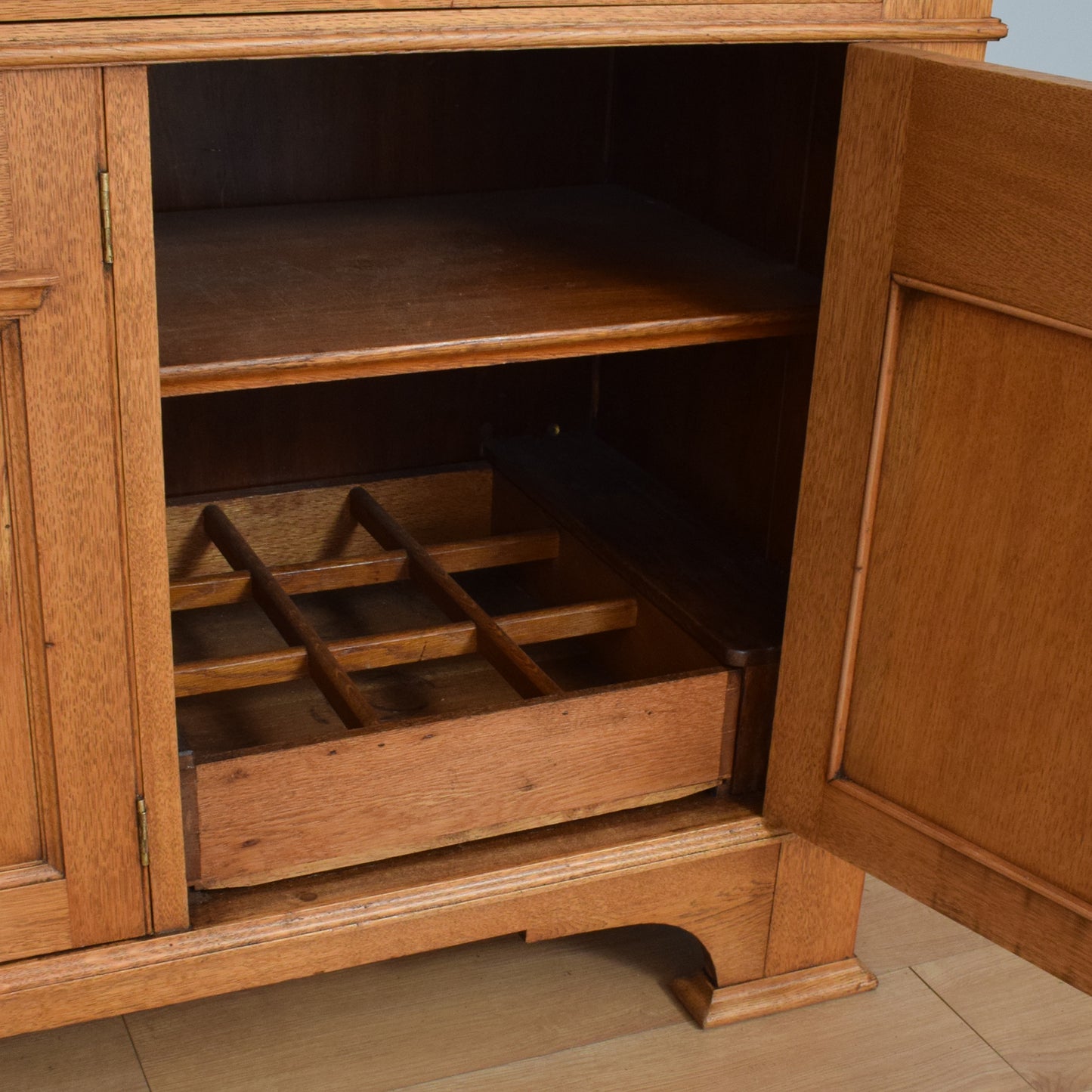 Large Oak Mirrored Sideboard