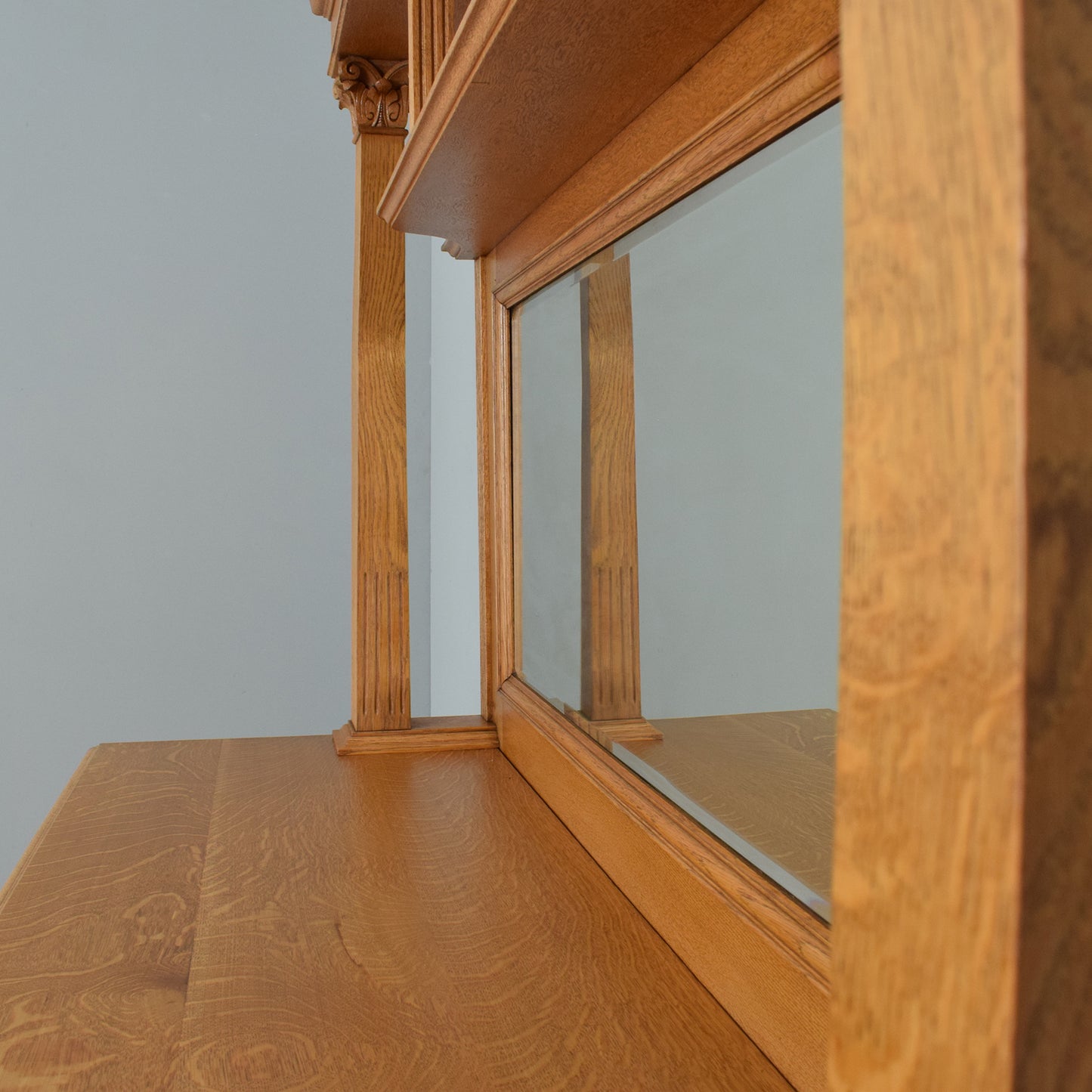 Large Oak Mirrored Sideboard