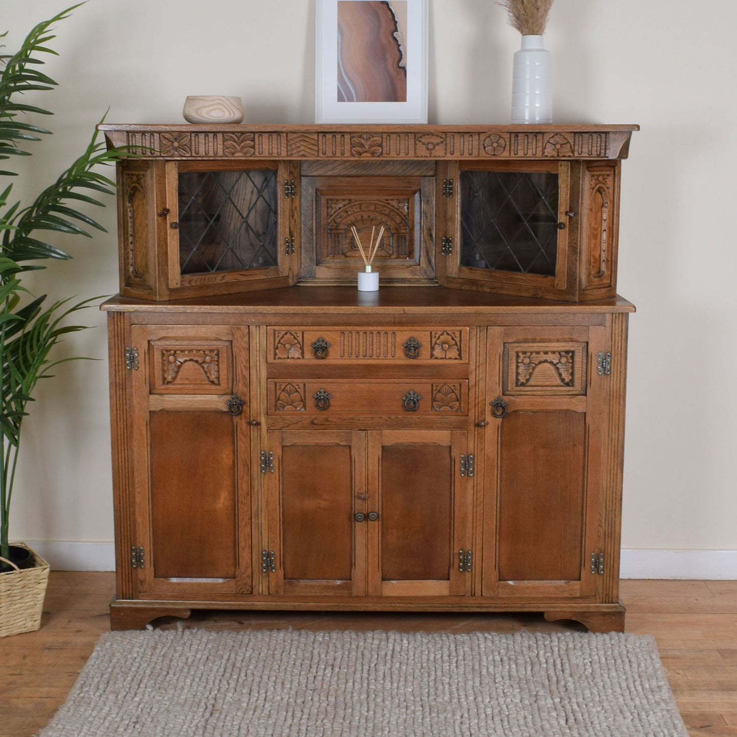 Carved Oak Court Cabinet