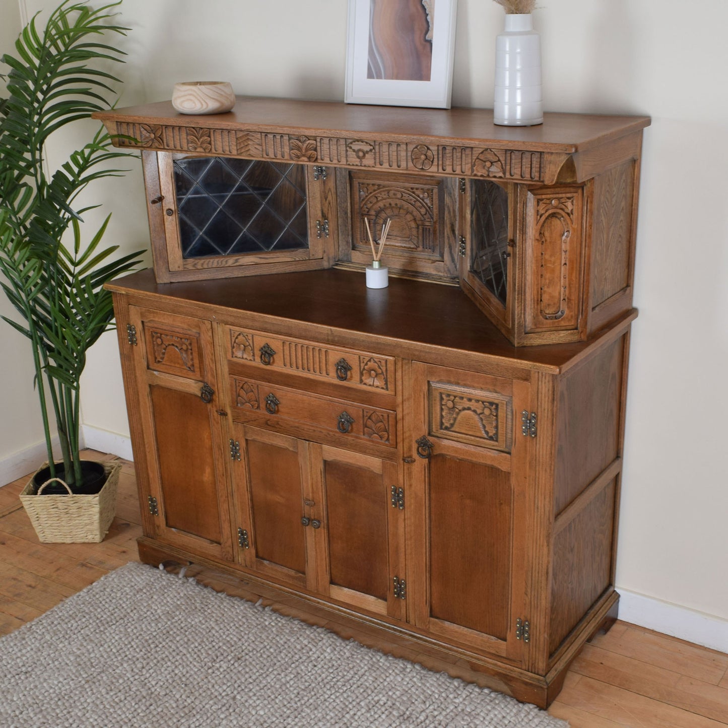 Carved Oak Court Cabinet