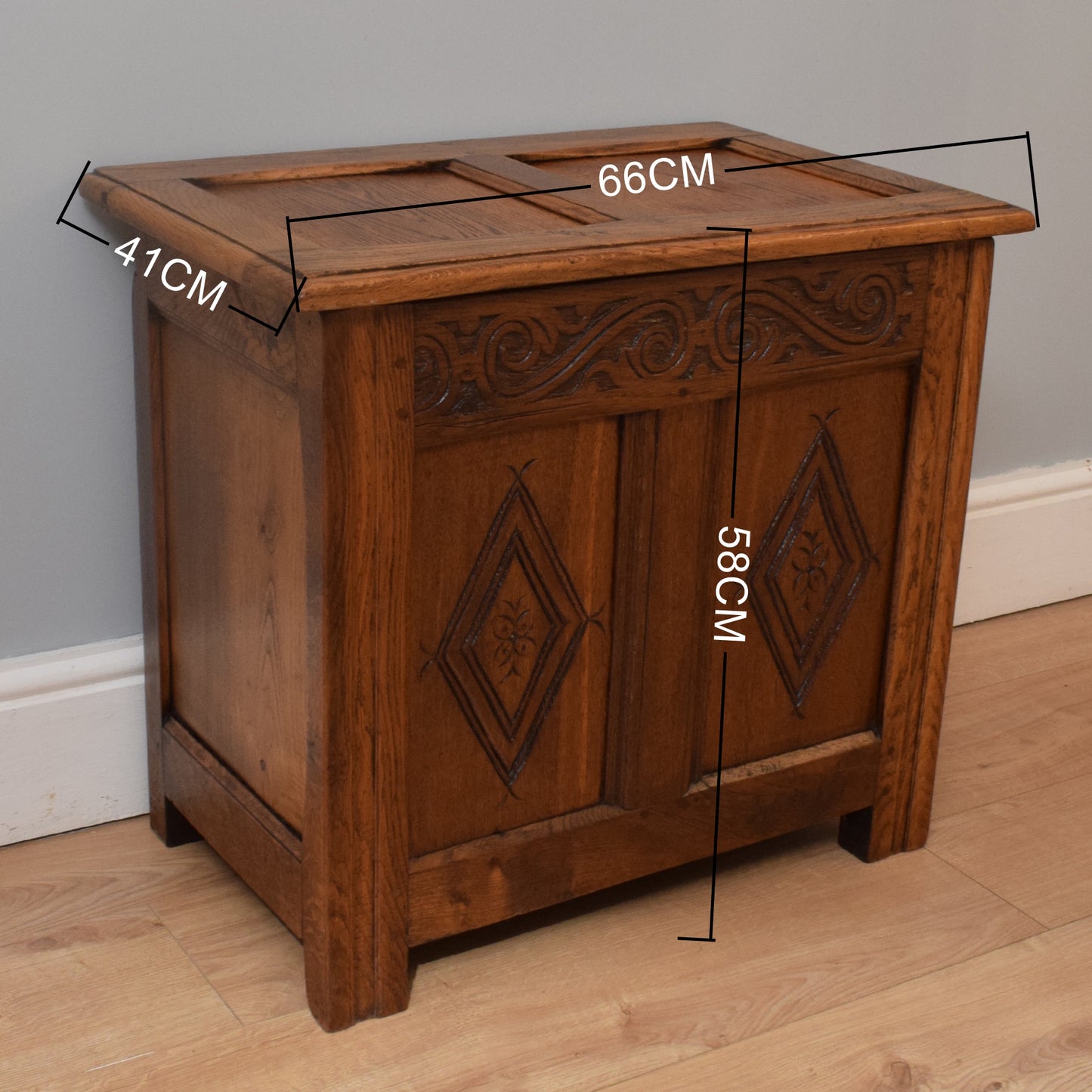 Small Carved Oak Blanket Box