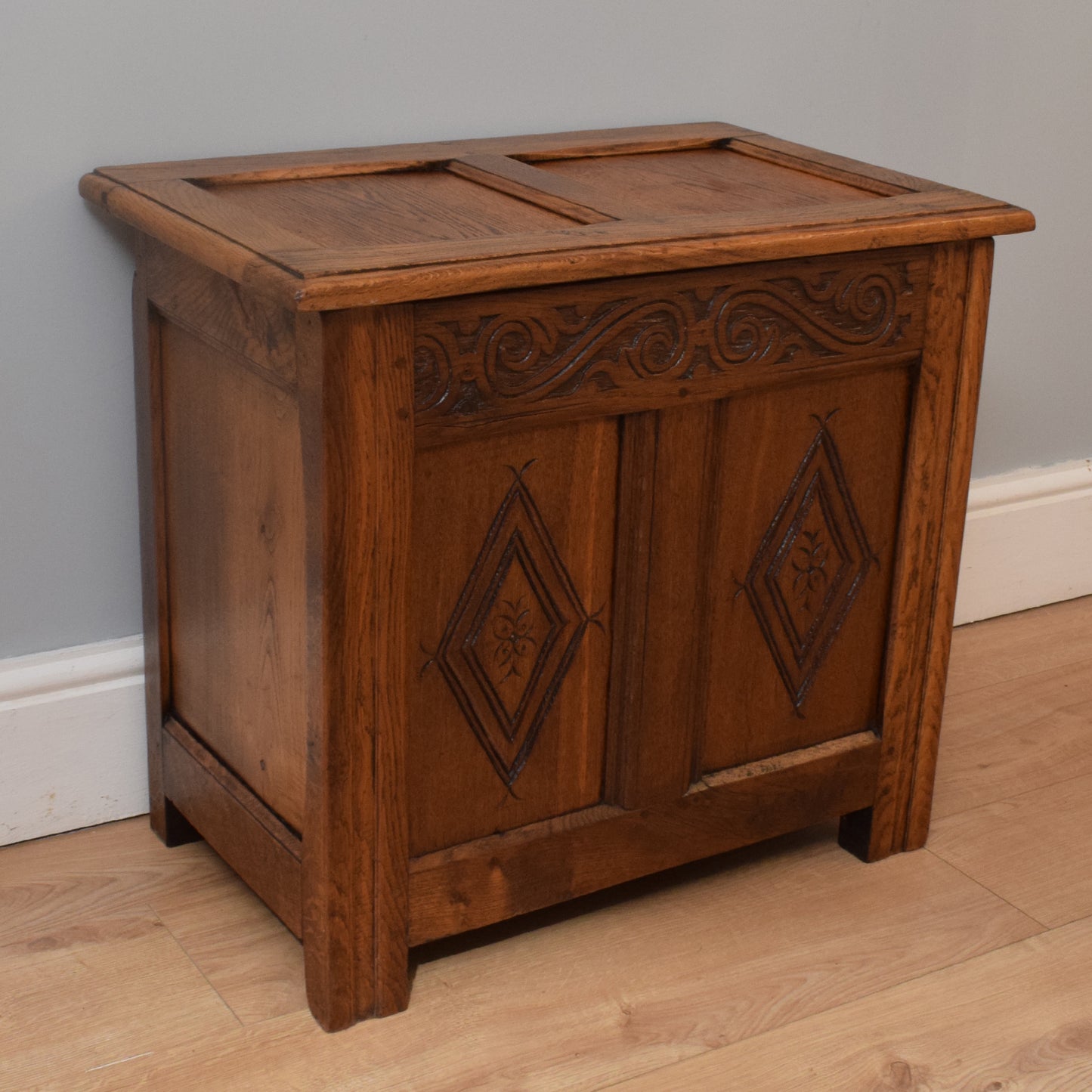 Small Carved Oak Blanket Box