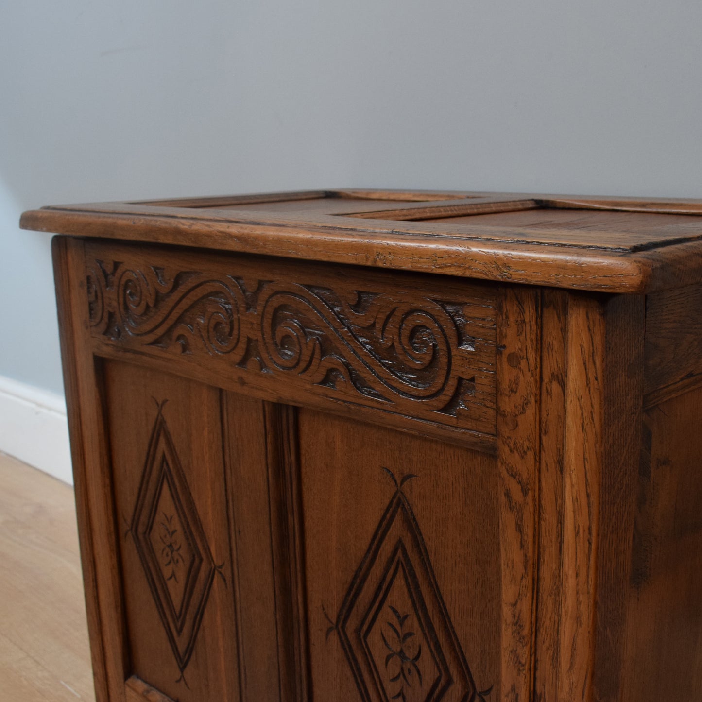 Small Carved Oak Blanket Box