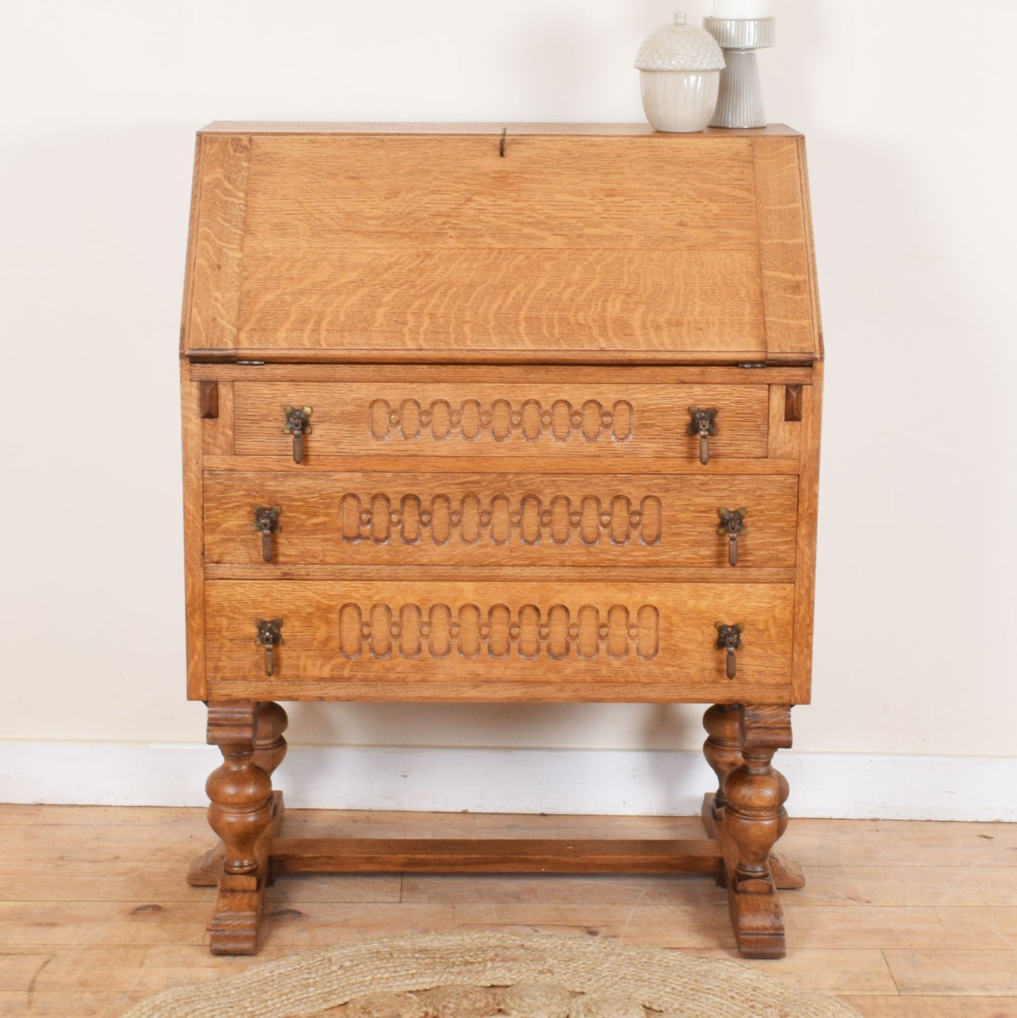 Carved Oak Bureau