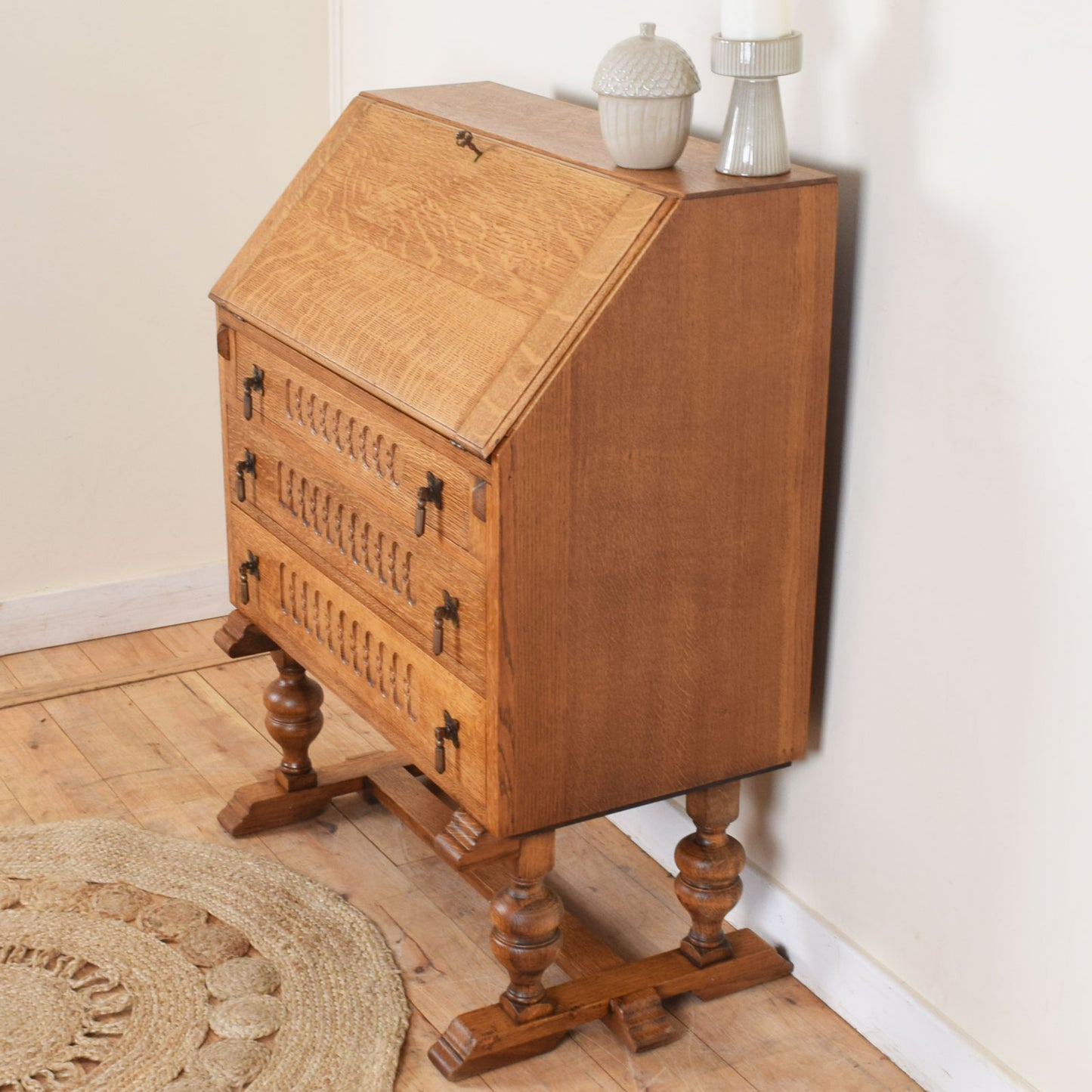 Carved Oak Bureau