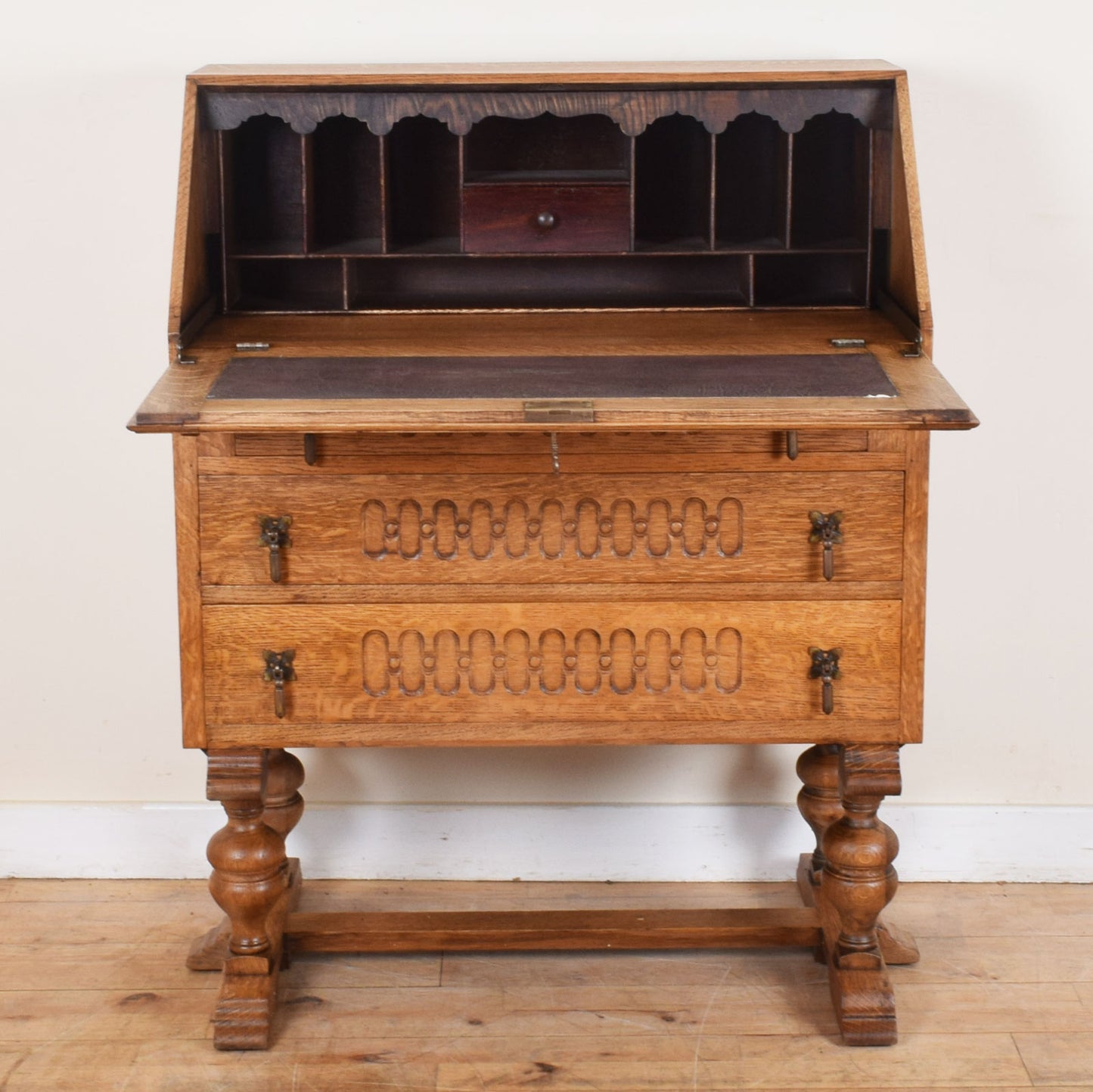 Carved Oak Bureau