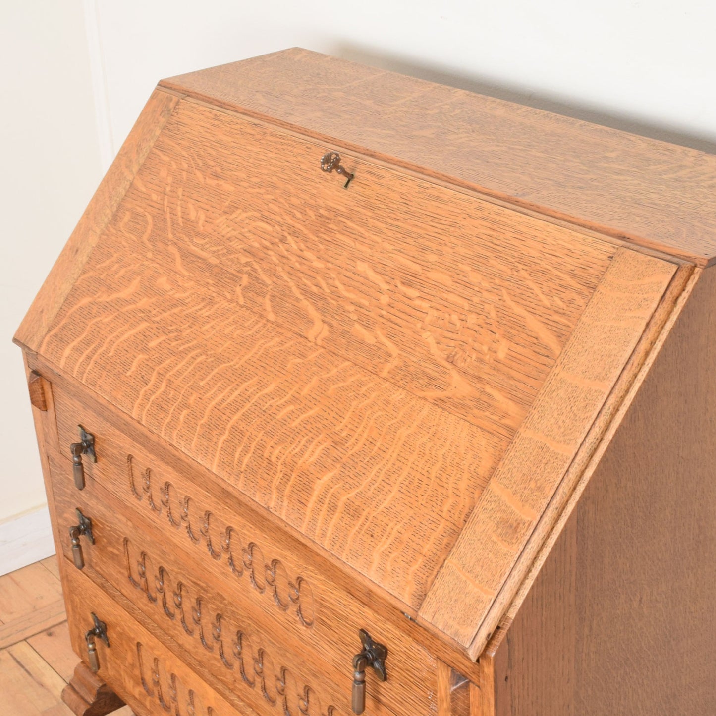 Carved Oak Bureau