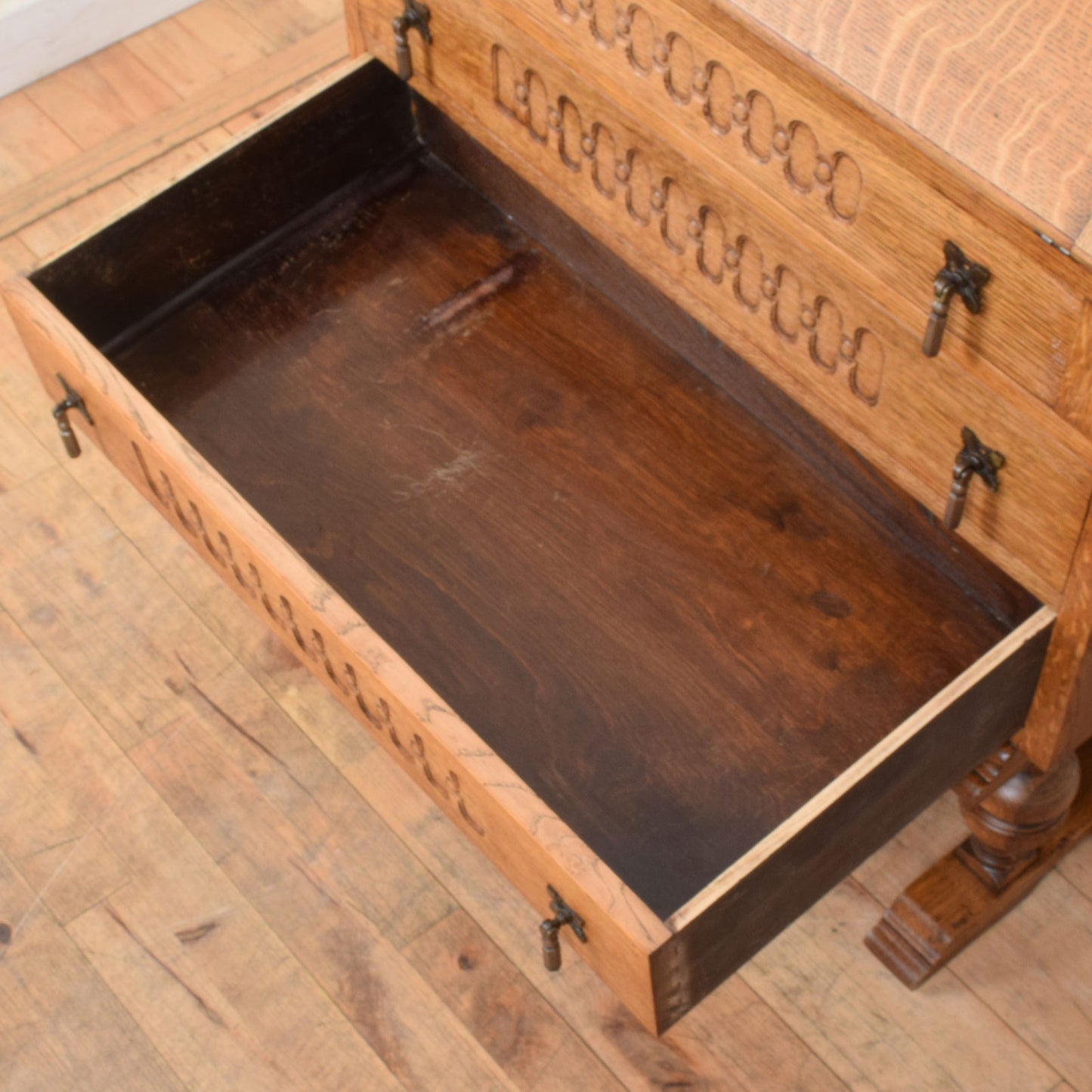 Carved Oak Bureau