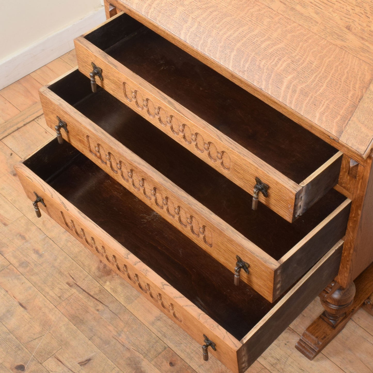 Carved Oak Bureau